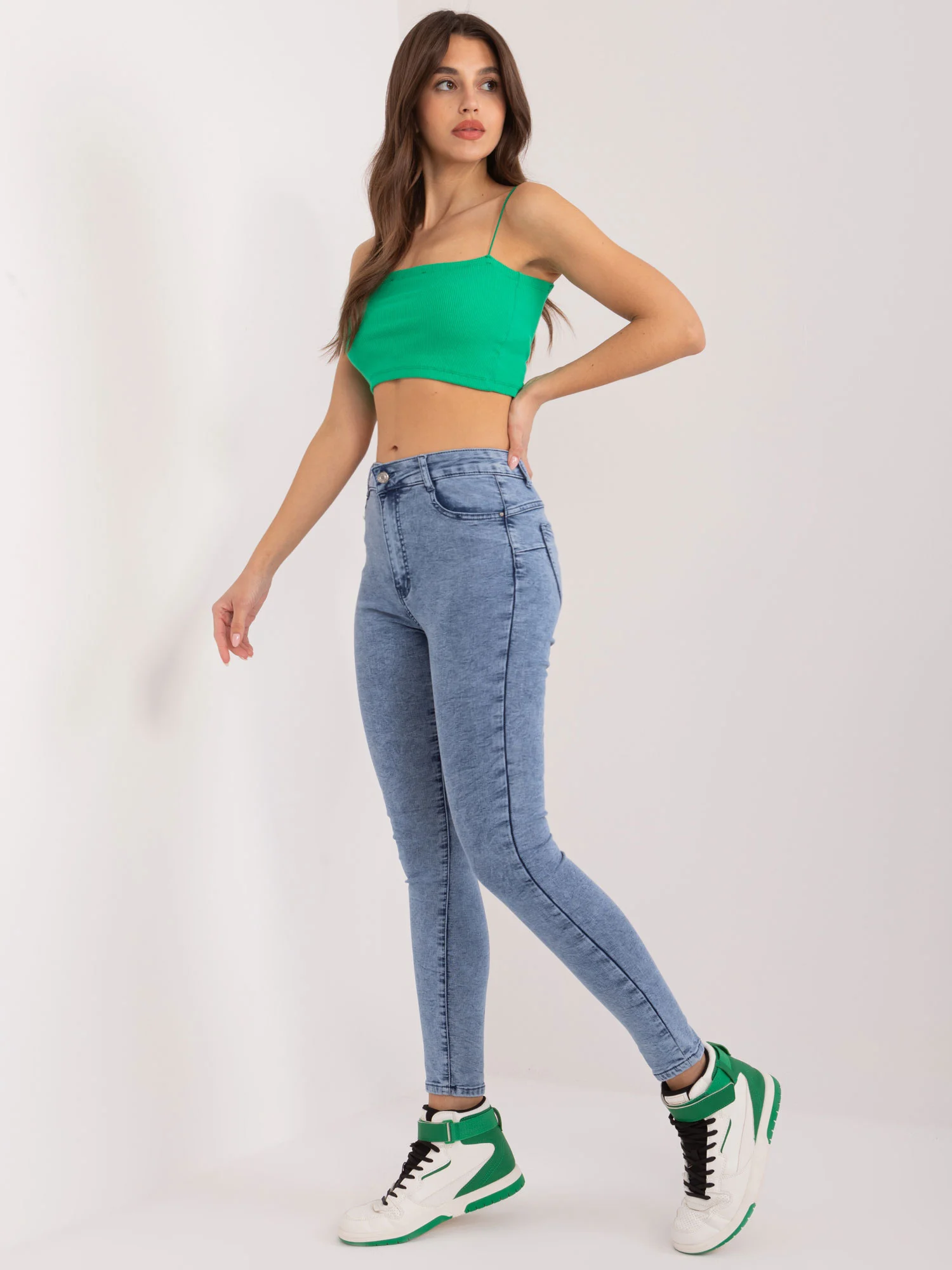 Blugi Dama Conica, Guler inalt, Only One Day Jack Berry, Albastru Eleganta Office - imagine 4