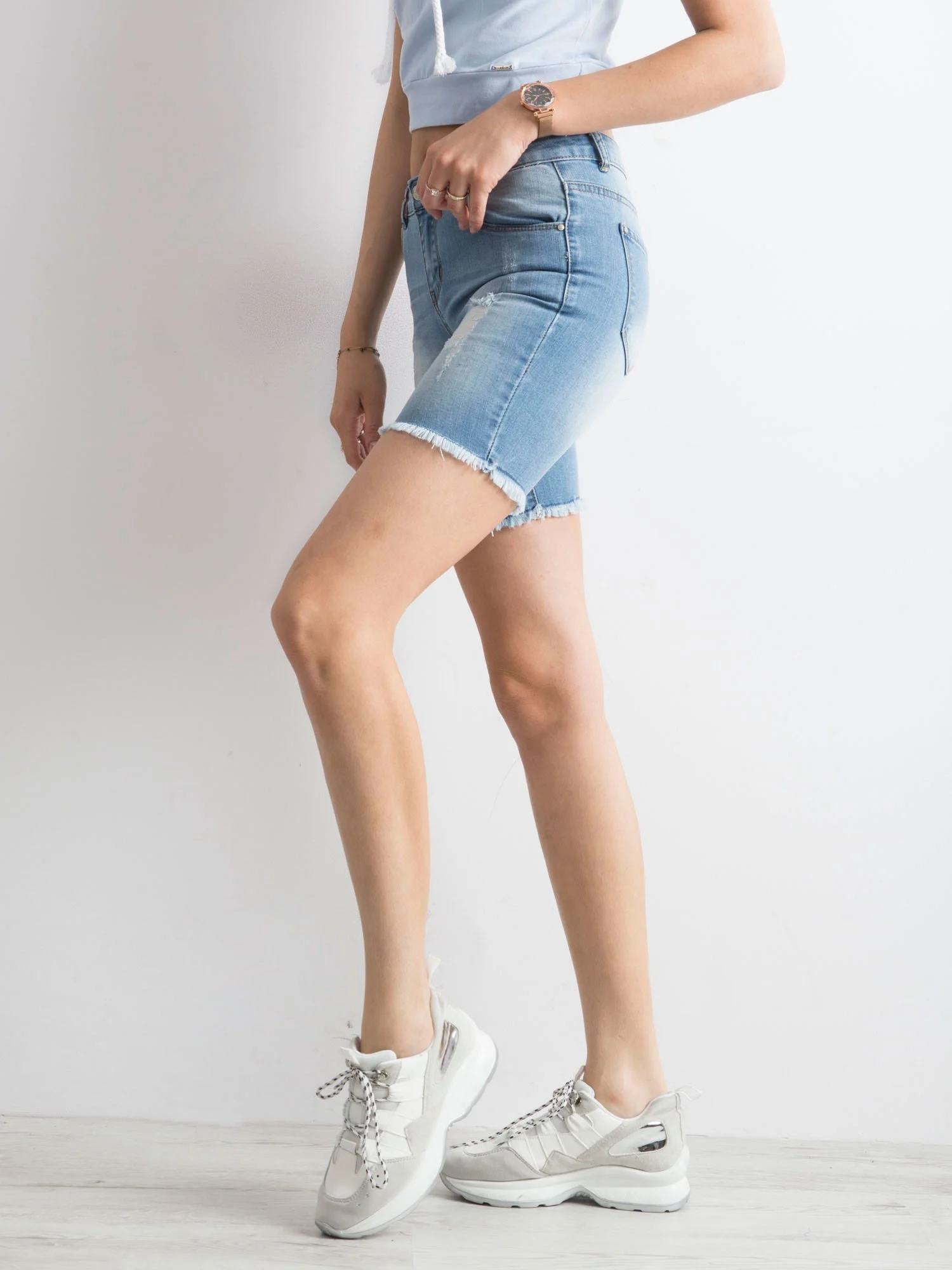 Pantaloni Scurti Dama Dreapta, Bumbac, Goodies, Albastru Casual - imagine 3