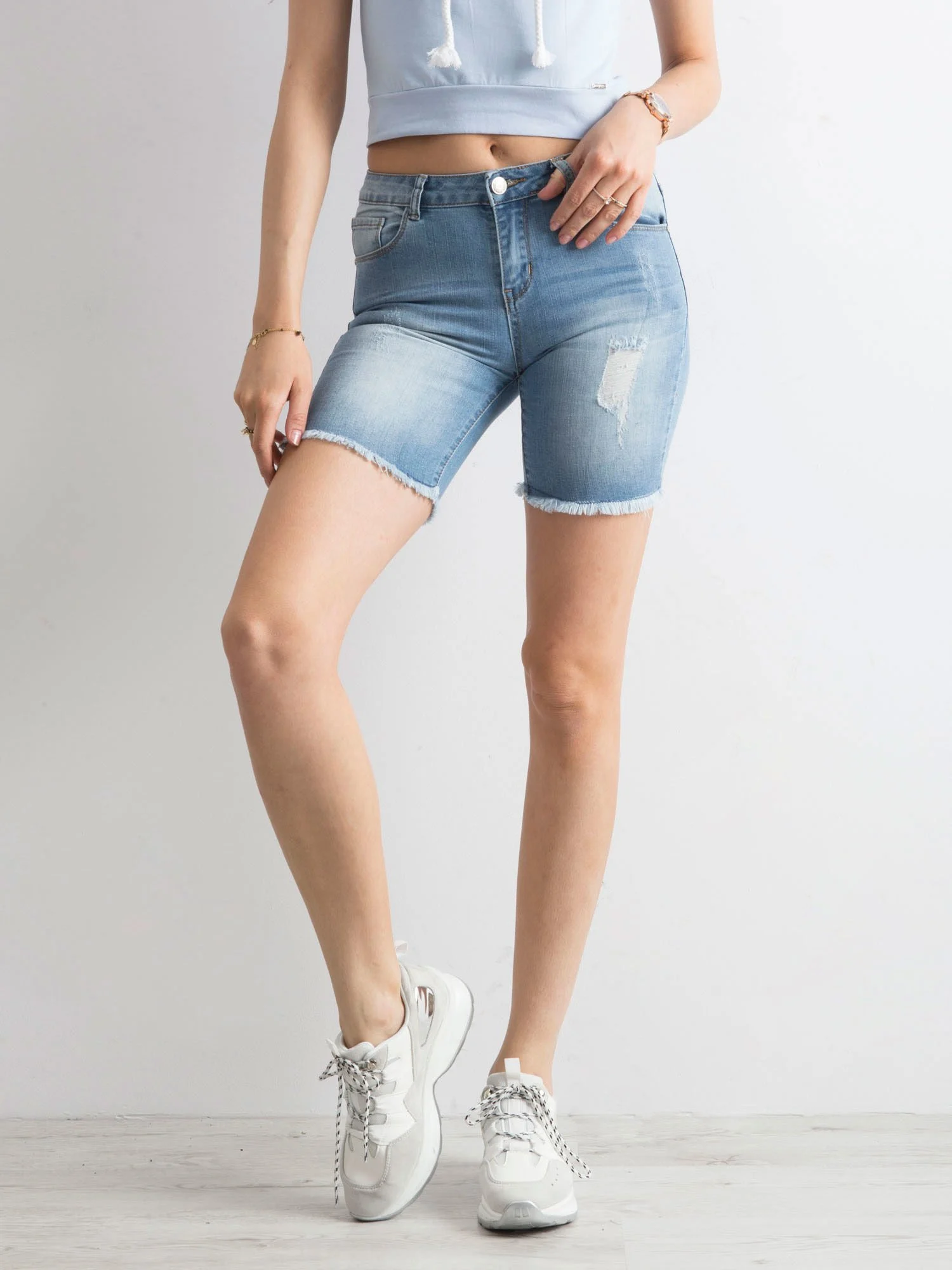 Pantaloni Scurti Dama Dreapta, Bumbac, Goodies, Albastru Casual - imagine 5