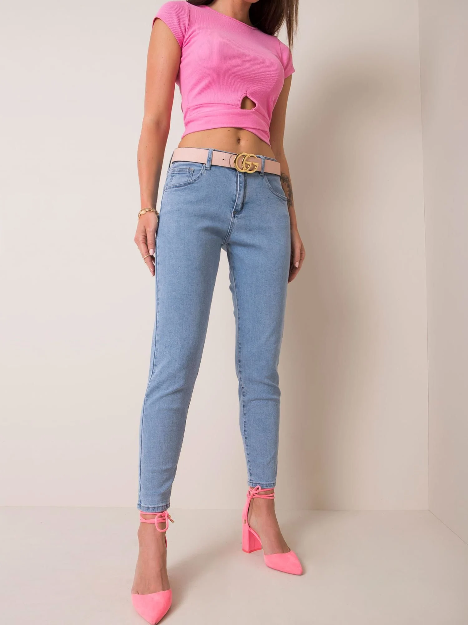 Blugi Dama Lunga, Conica, Denim Innovative Desing, Albastru Eleganta Office - imagine 2