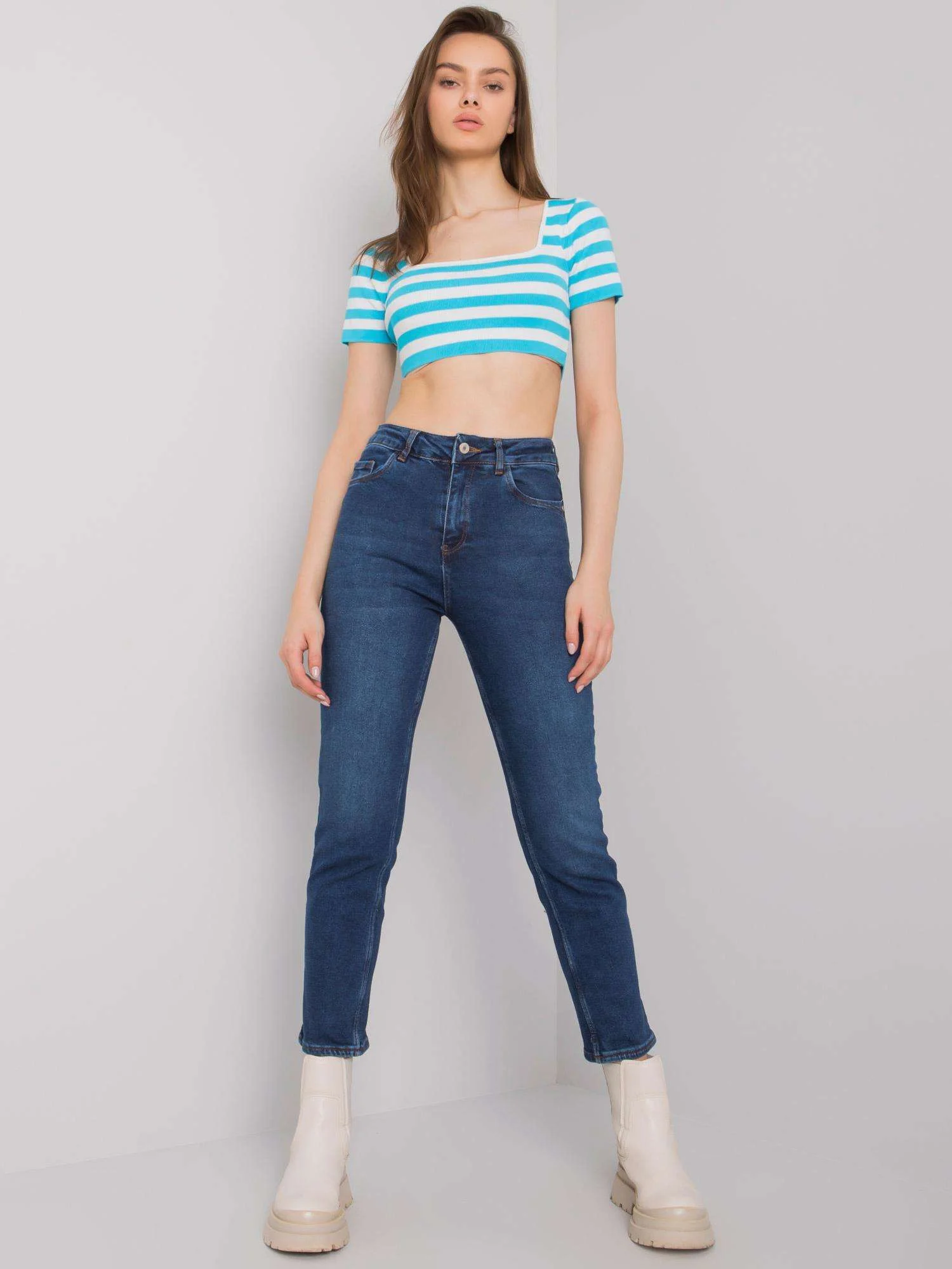 Blugi Dama Lunga, Conica, OREO JEANS, Albastru Eleganta Office - imagine 3