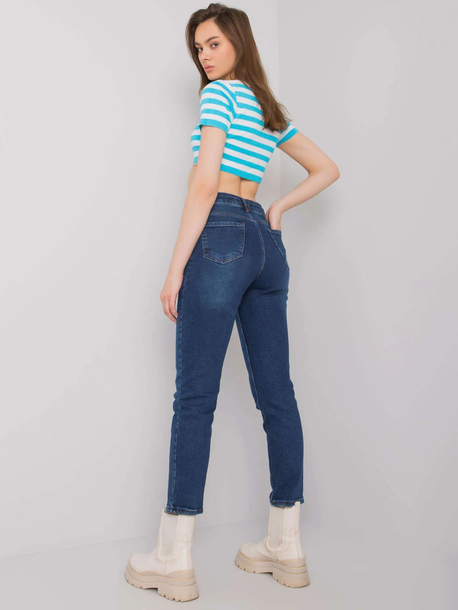 Blugi Dama Lunga, Conica, OREO JEANS, Albastru Eleganta Office - imagine 4