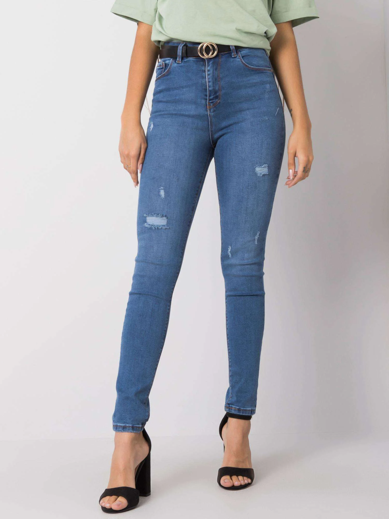 Blugi Dama Lunga, Conica, RUE PARIS, Albastru Casual - imagine 5