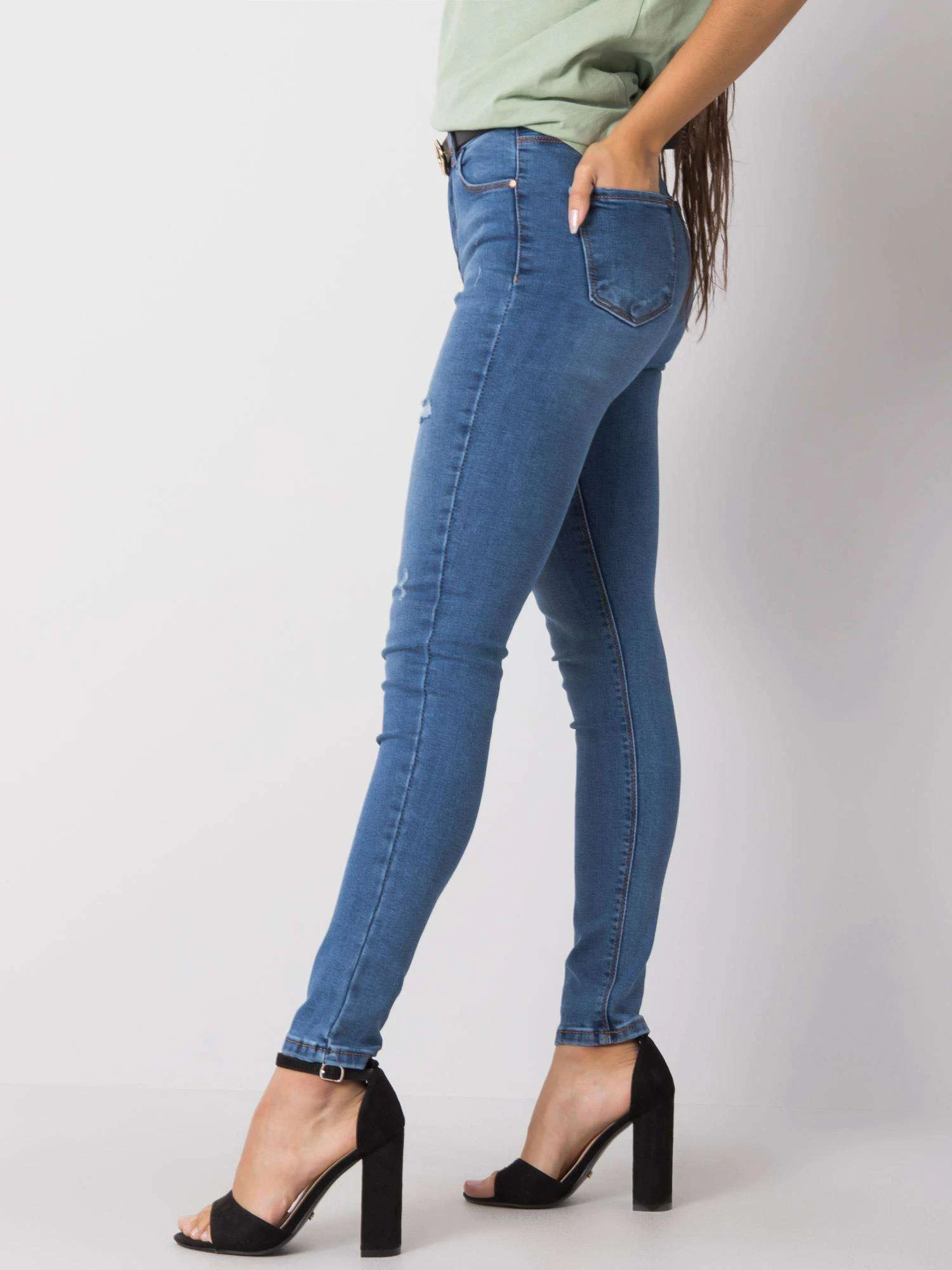 Blugi Dama Lunga, Conica, RUE PARIS, Albastru Casual - imagine 2