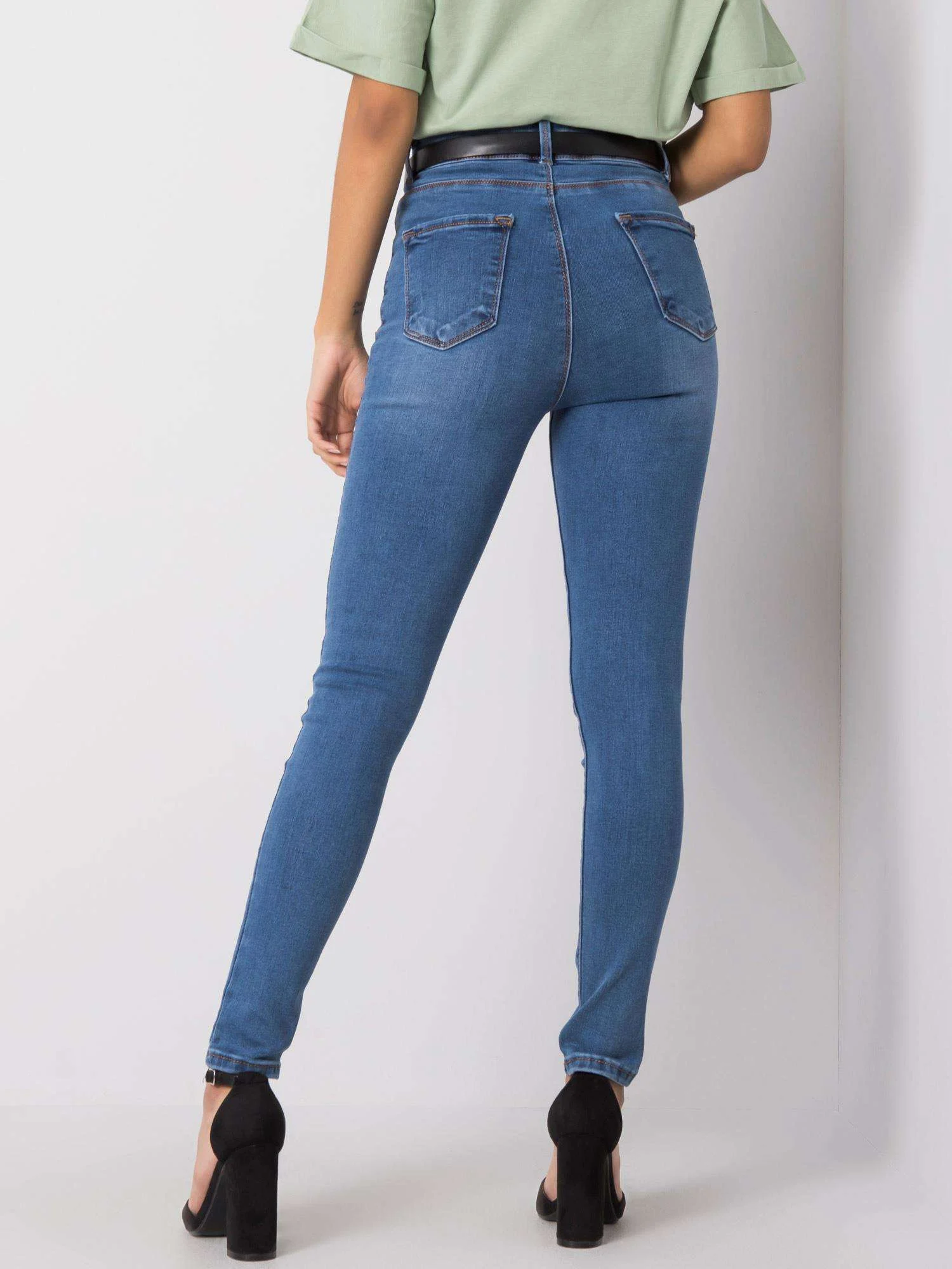 Blugi Dama Lunga, Conica, RUE PARIS, Albastru Casual - imagine 4
