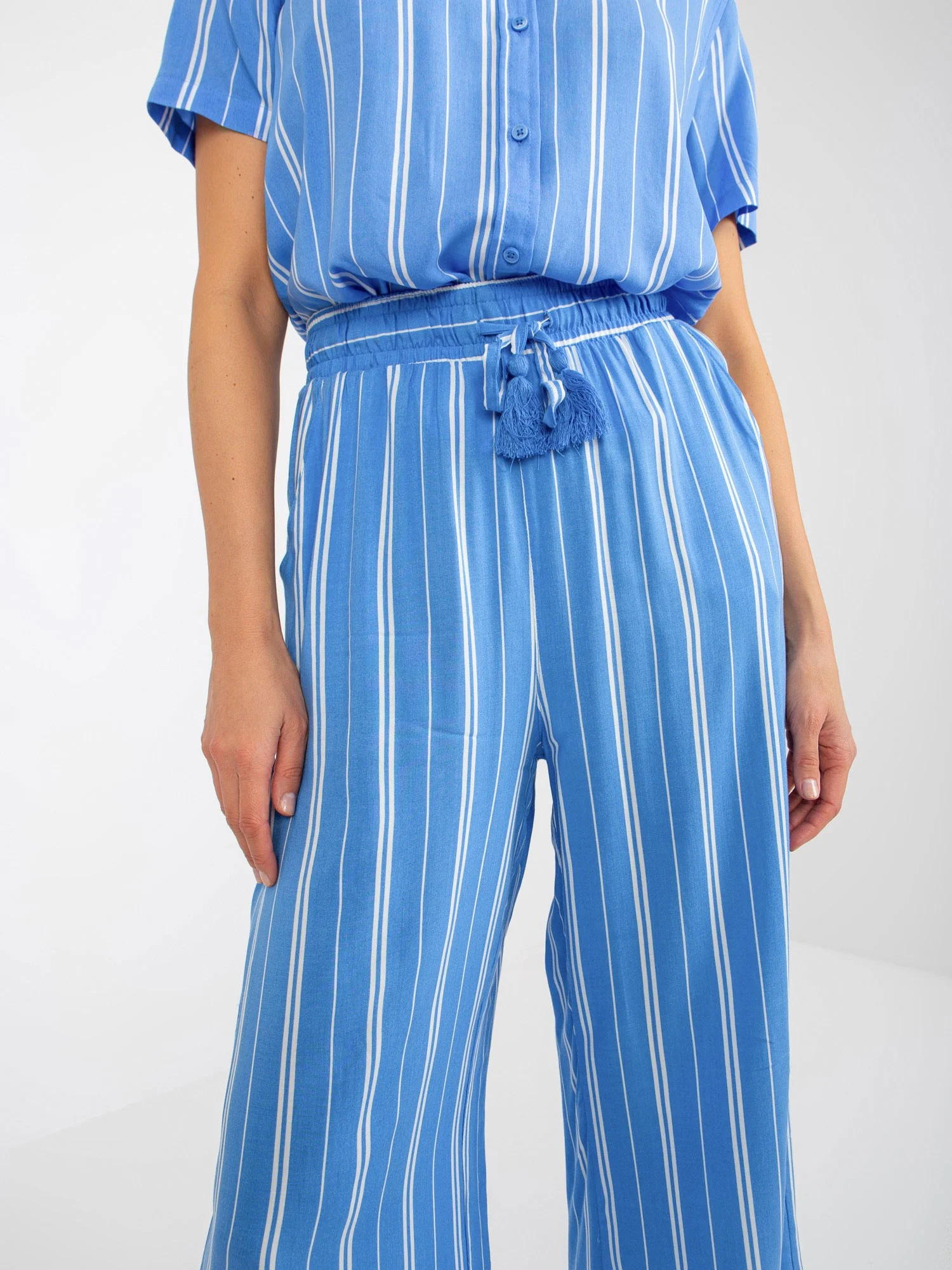 Pantaloni Dama Dungi, Larga, Sublevel, Albastru Casual - imagine 3