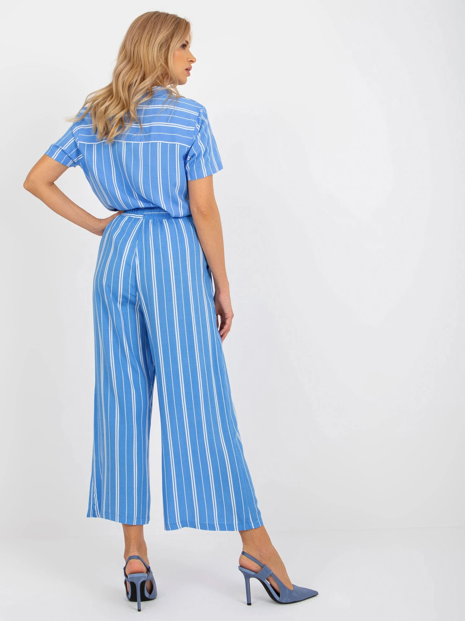 Pantaloni Dama Dungi, Larga, Sublevel, Albastru Casual - imagine 6