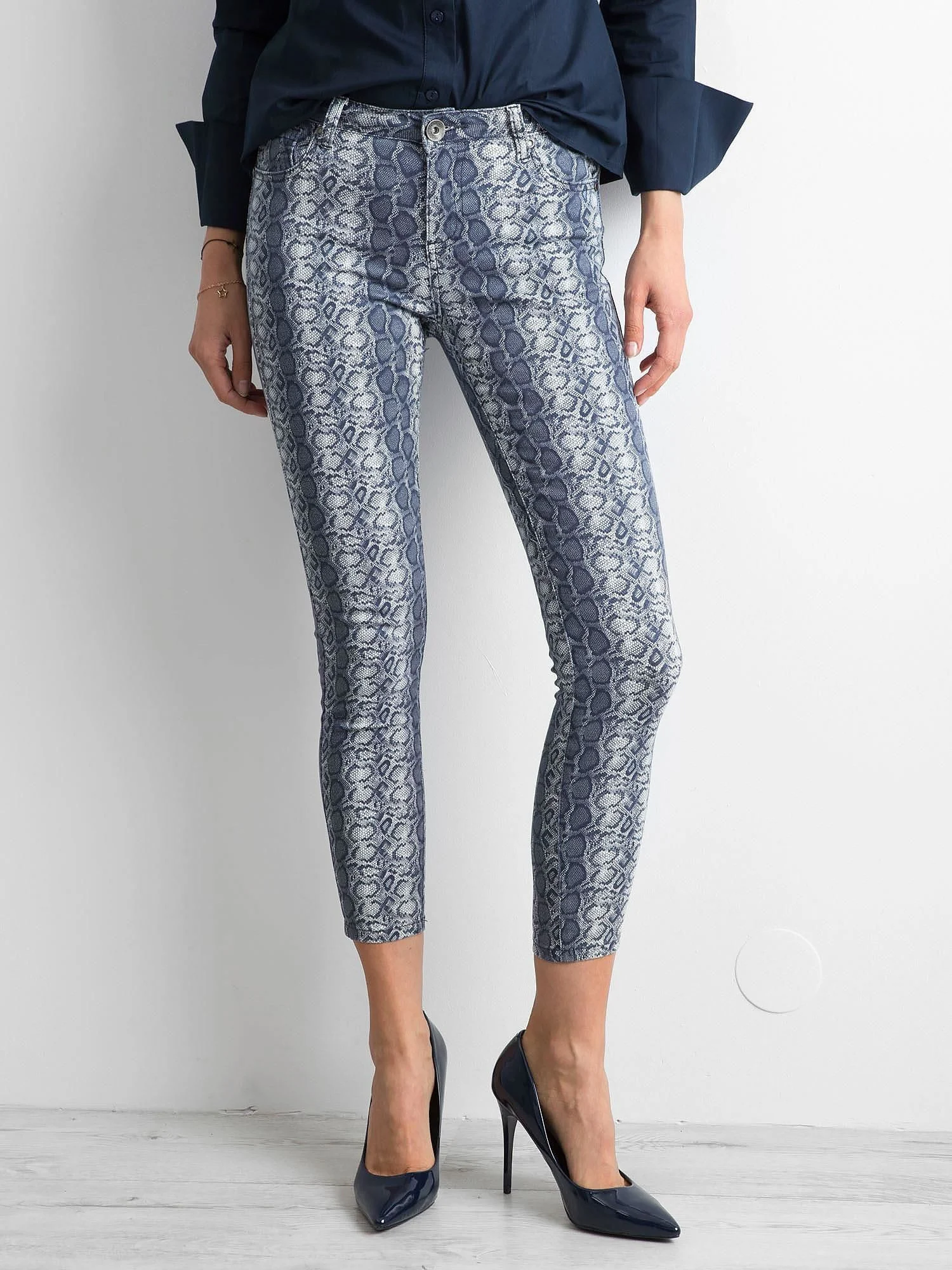 Blugi Dama Lunga, Animal print, Denim Innovative Desing, Albastru de Petrecere - imagine 3