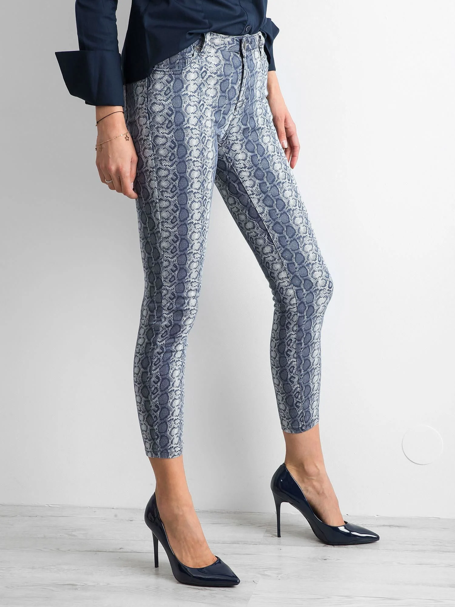 Blugi Dama Lunga, Animal print, Denim Innovative Desing, Albastru de Petrecere - imagine 5
