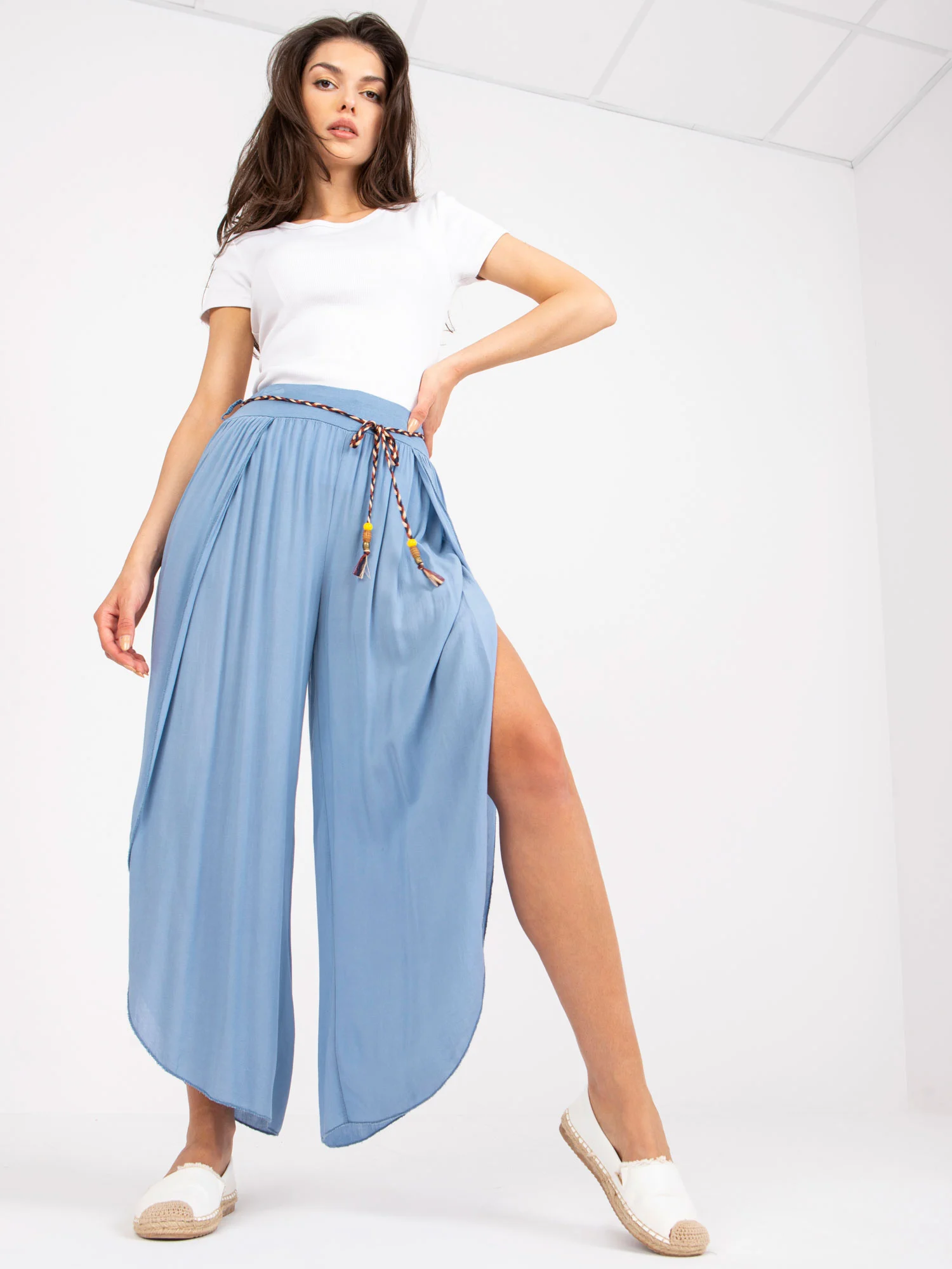 Pantaloni Dama Lejera, Guler inalt, Och Bella, Albastru - imagine 8