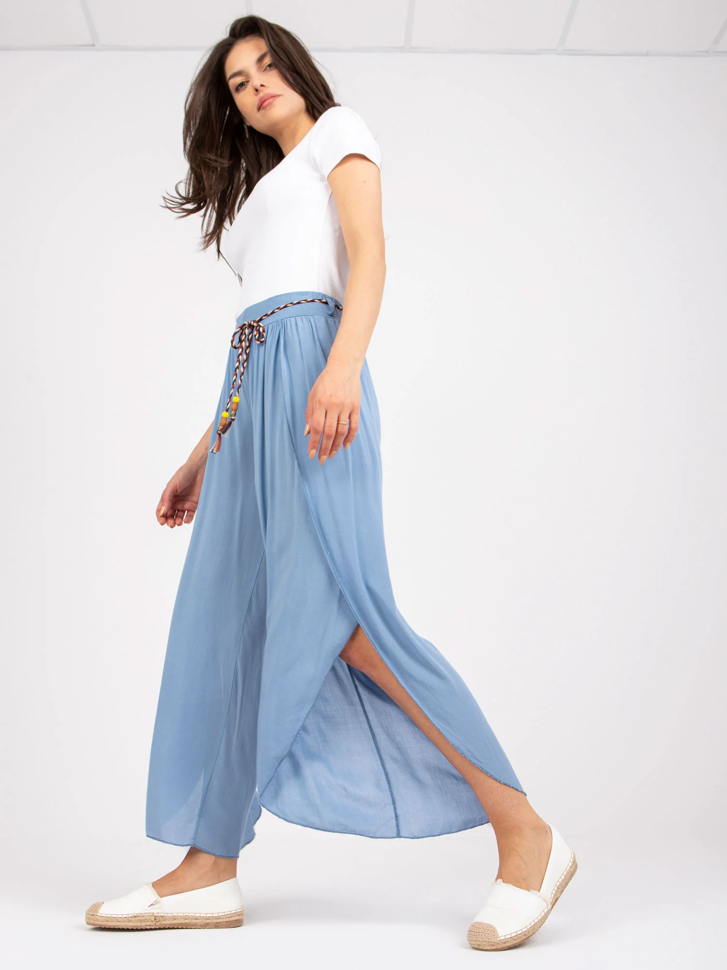 Pantaloni Dama Lejera, Guler inalt, Och Bella, Albastru - imagine 6