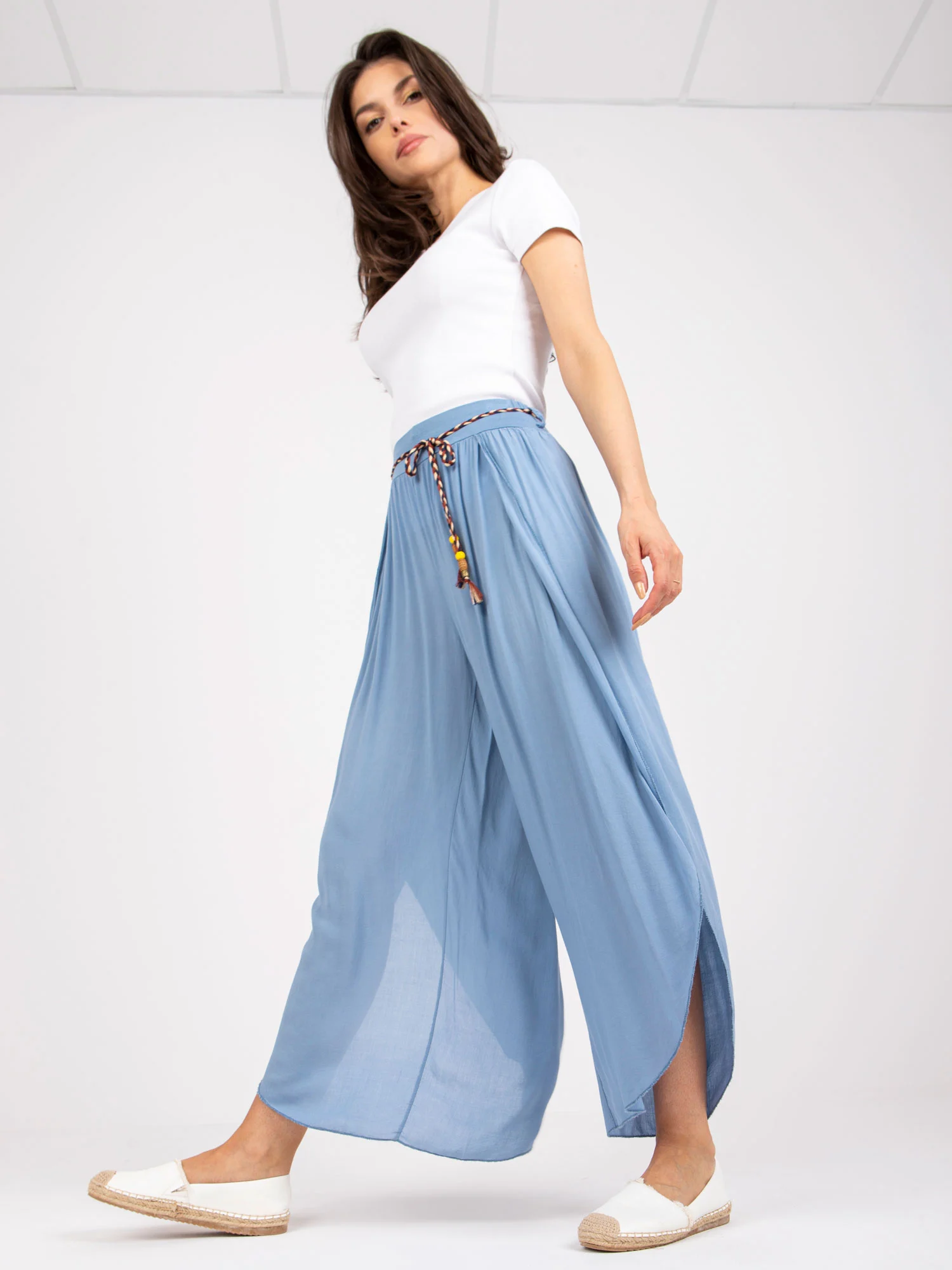 Pantaloni Dama Lejera, Guler inalt, Och Bella, Albastru - imagine 7