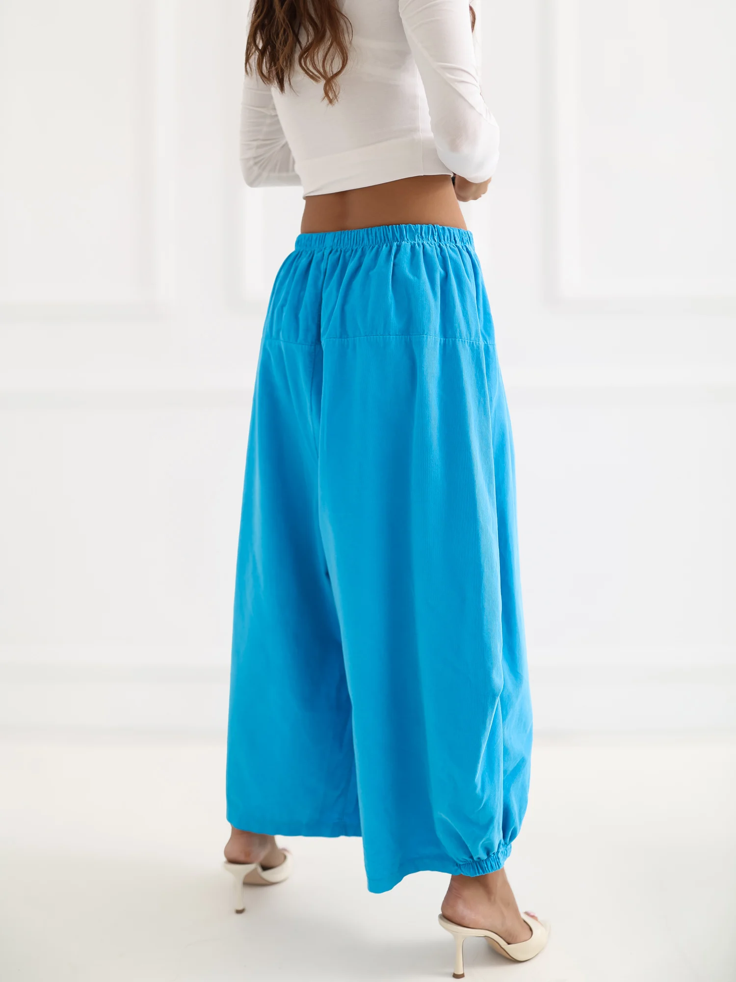Pantaloni Dama 7/8, Larga, ITALY MODA, Albastru - imagine 5