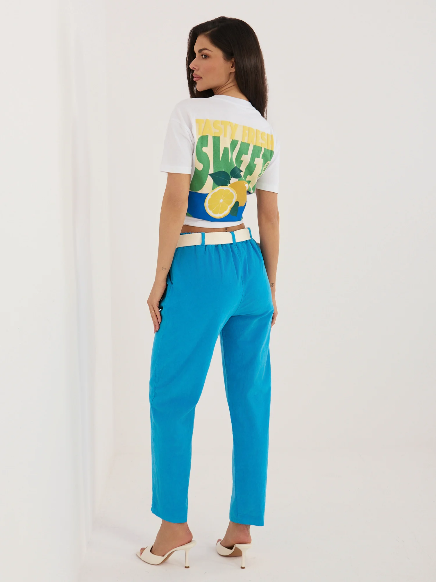 Pantaloni Dama 7/8, Conica, ITALY MODA, Albastru - imagine 5