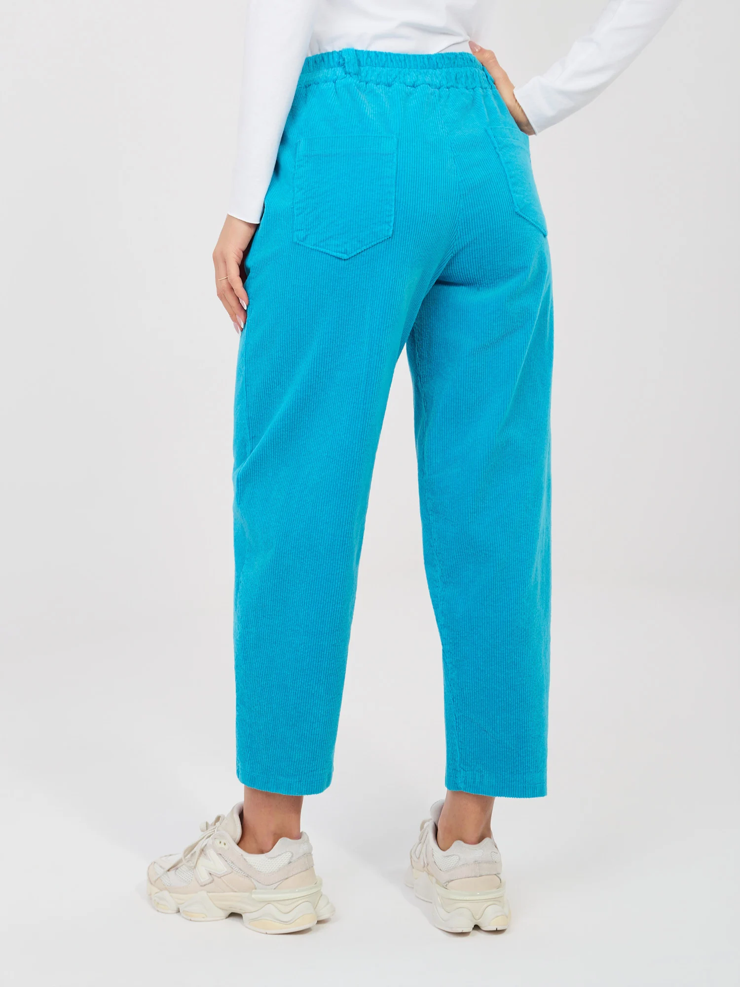 Pantaloni Dama Conica, Guler inalt, RUE PARIS, Albastru Casual - imagine 5