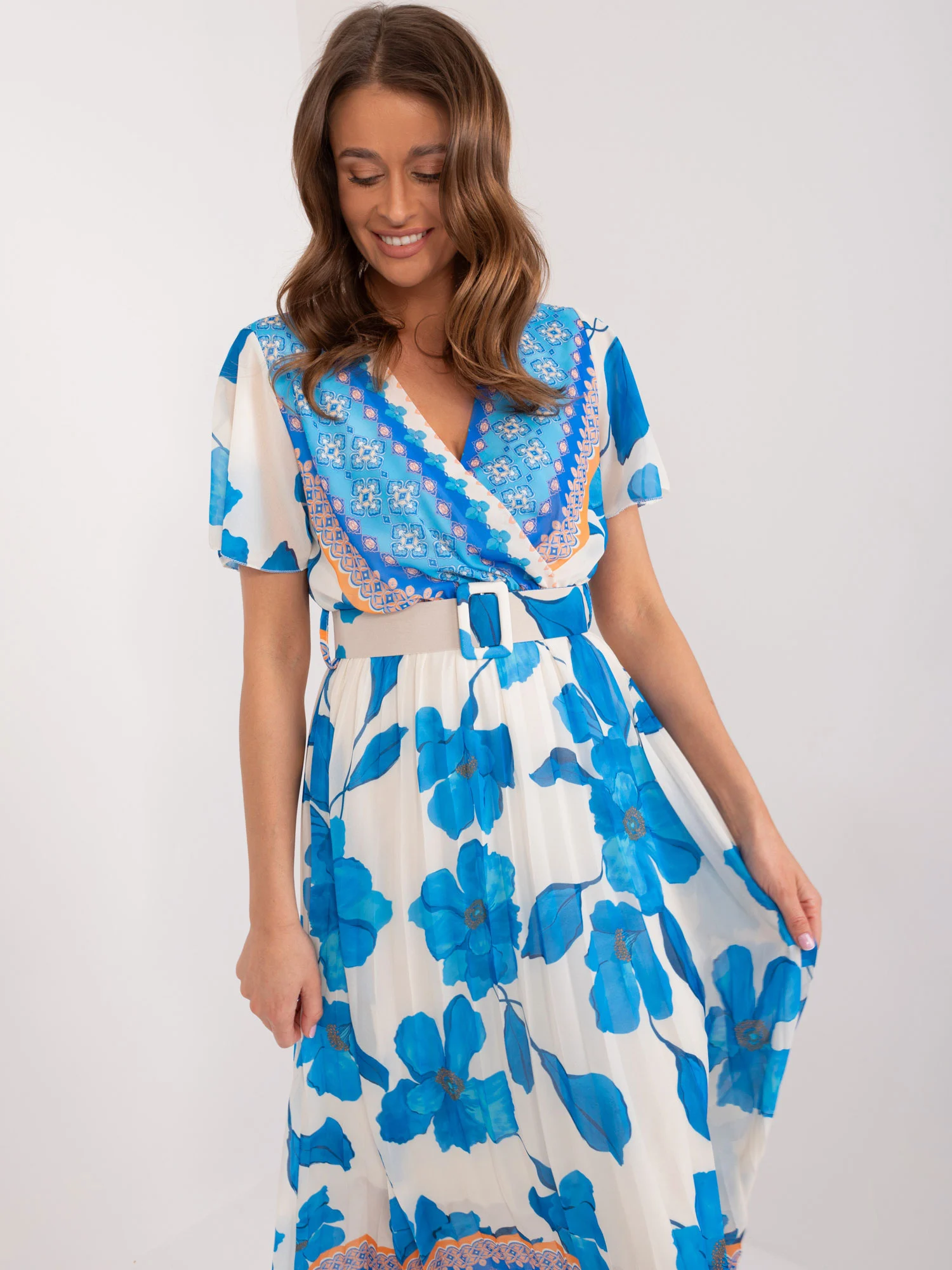 Rochie Dama Midi, Floral, ITALY MODA, Albastru - Image 2