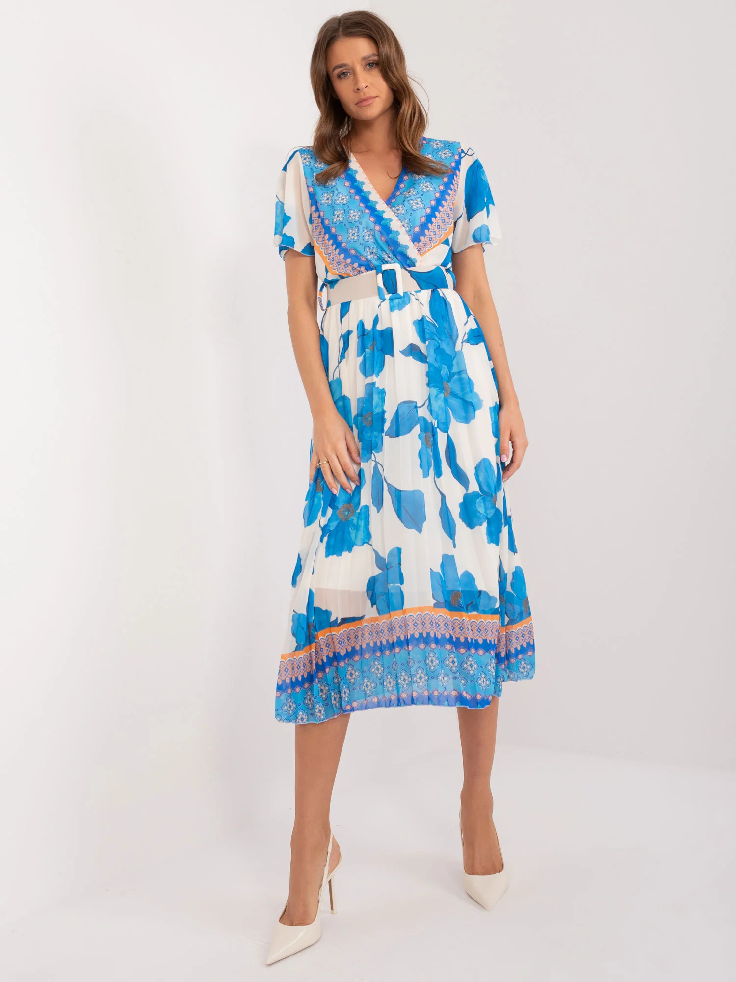 Rochie Dama Midi, Floral, ITALY MODA, Albastru - Image 5