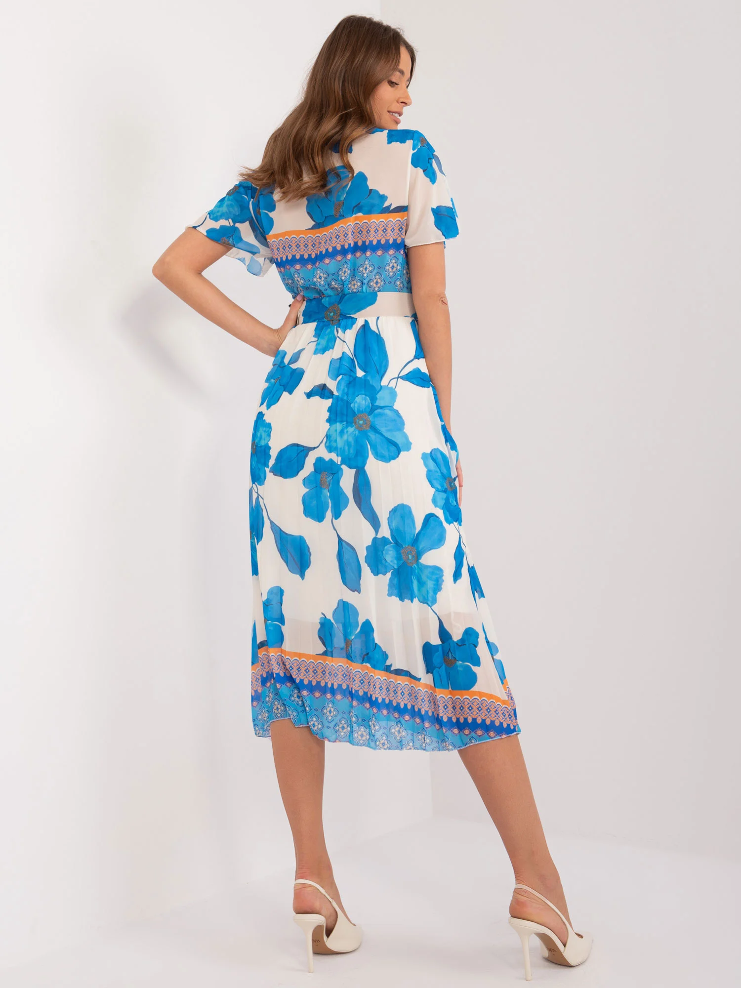 Rochie Dama Midi, Floral, ITALY MODA, Albastru - Image 3
