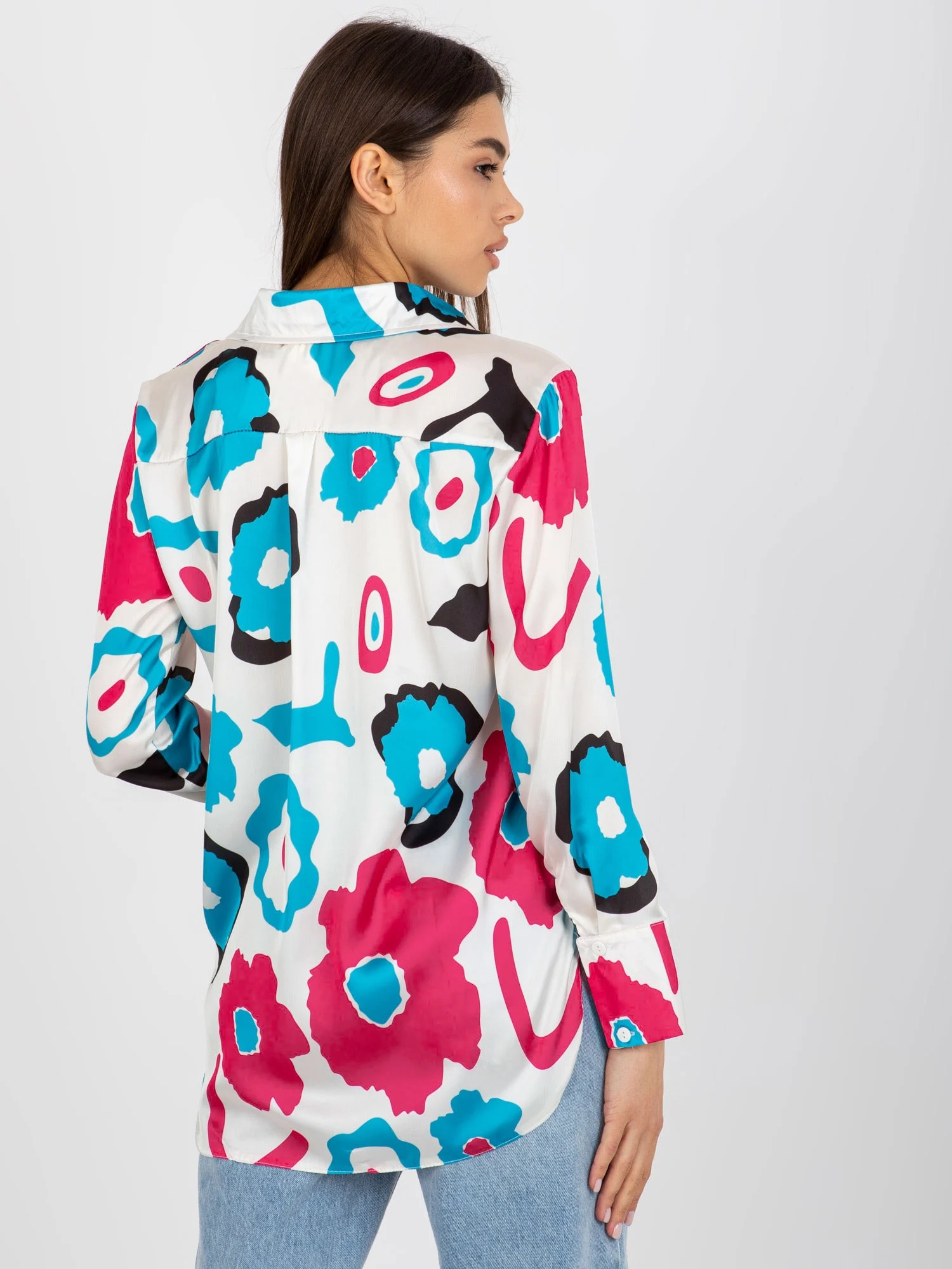 Camasa Dama Maneca lunga, Guler inalt, LAKERTA, Fucsia de Petrecere - imagine 5