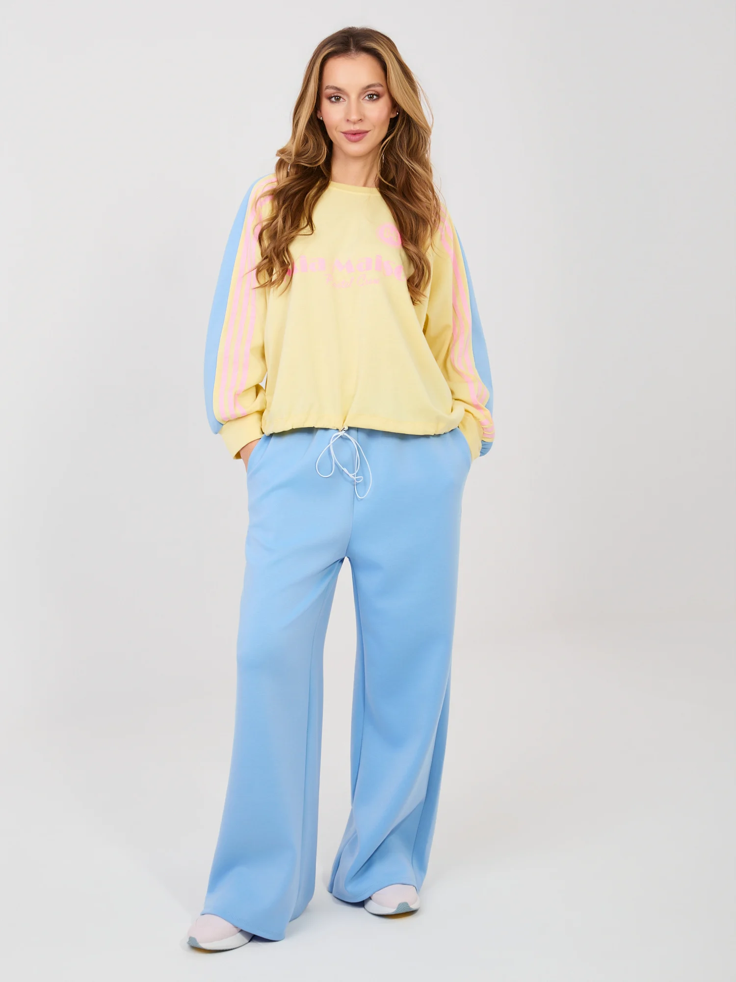 Compleu Dama Maneca lunga, Larga, RUE PARIS, Albastru Casual - imagine 4