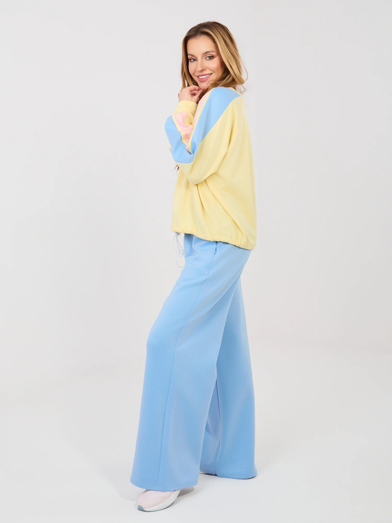 Compleu Dama Maneca lunga, Larga, RUE PARIS, Albastru Casual - imagine 8