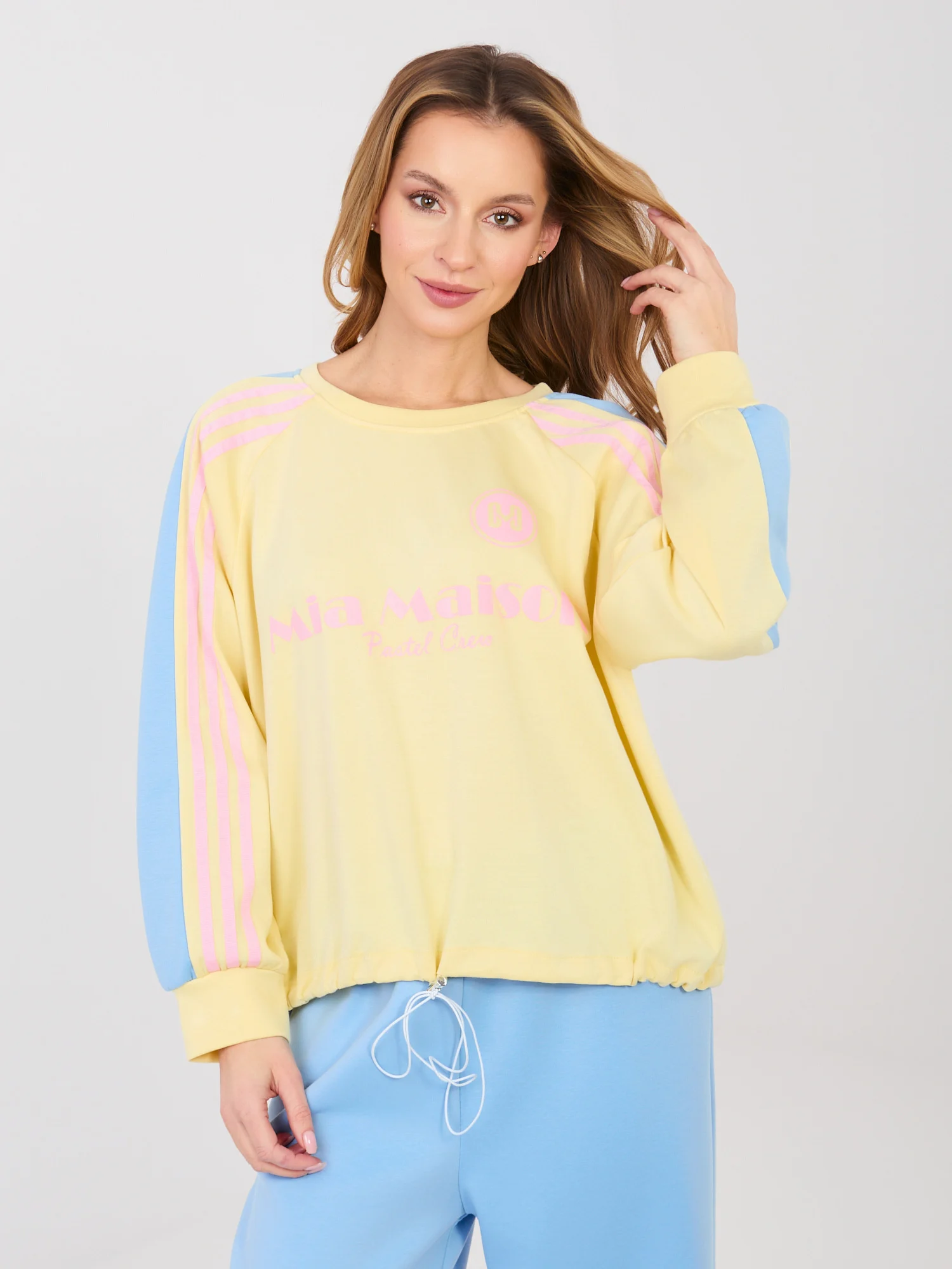Compleu Dama Maneca lunga, Larga, RUE PARIS, Albastru Casual - imagine 6