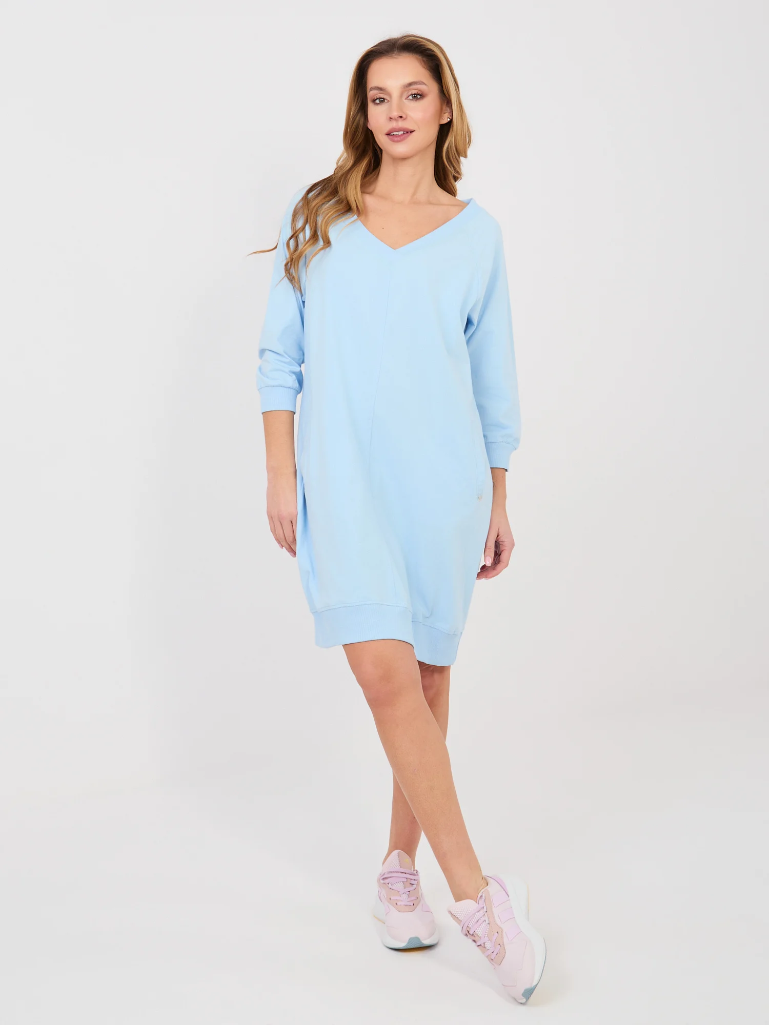 Rochie Dama Maneca 3/4, Rochie dreapta, BASIC FEEL GOOD, Albastru - Image 4
