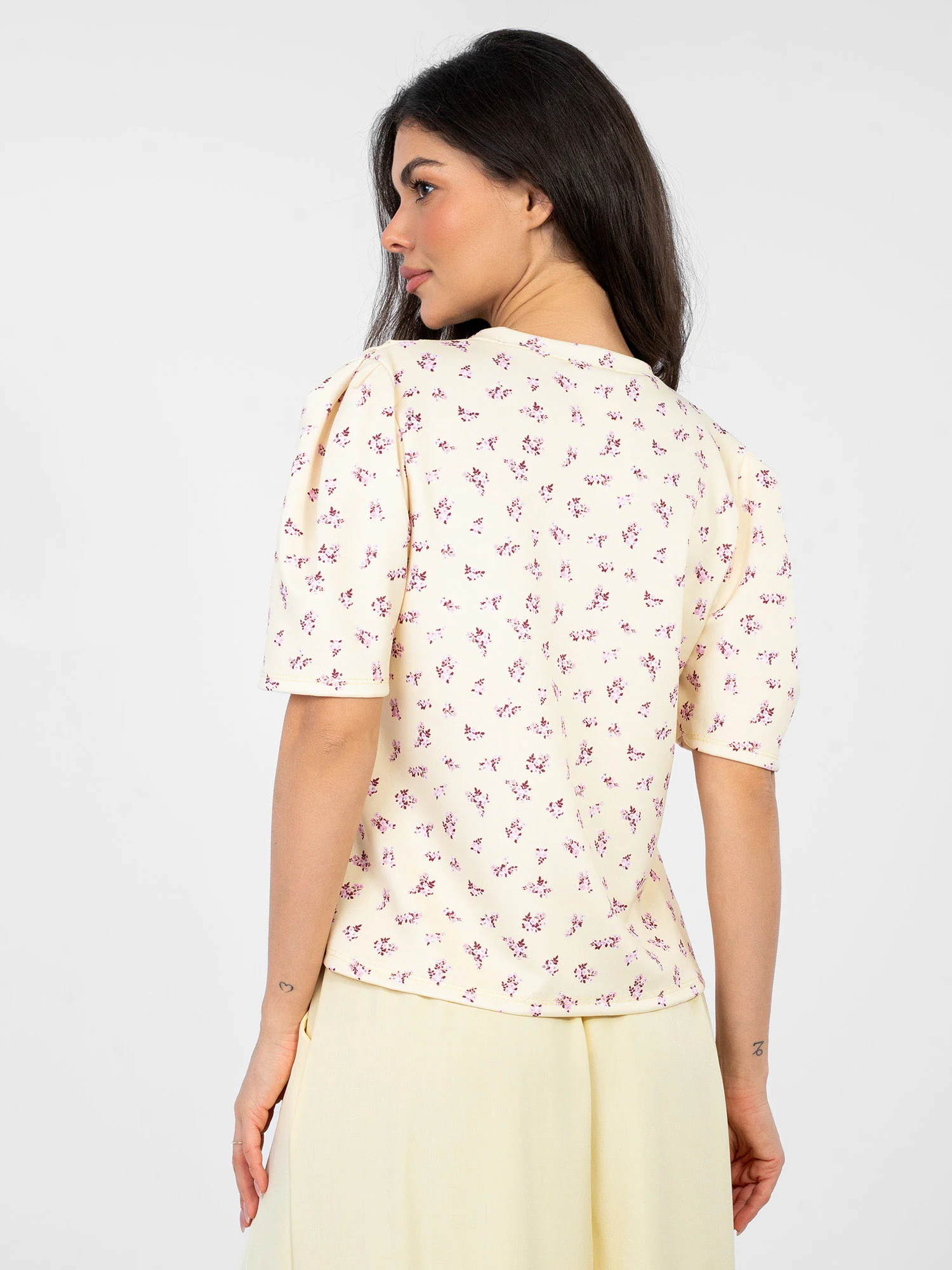 Bluza Dama Mini, Floral, ITALY MODA, Galben Eleganta Office - imagine 4