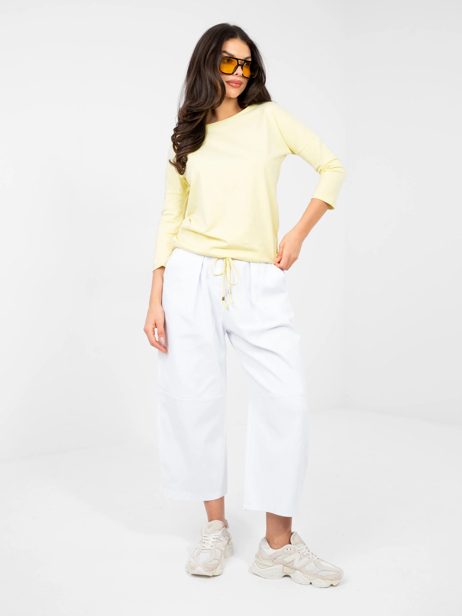 Bluza Dama Maneca 3/4, Decolteu barcuta, BASIC FEEL GOOD, Galben Casual - imagine 3