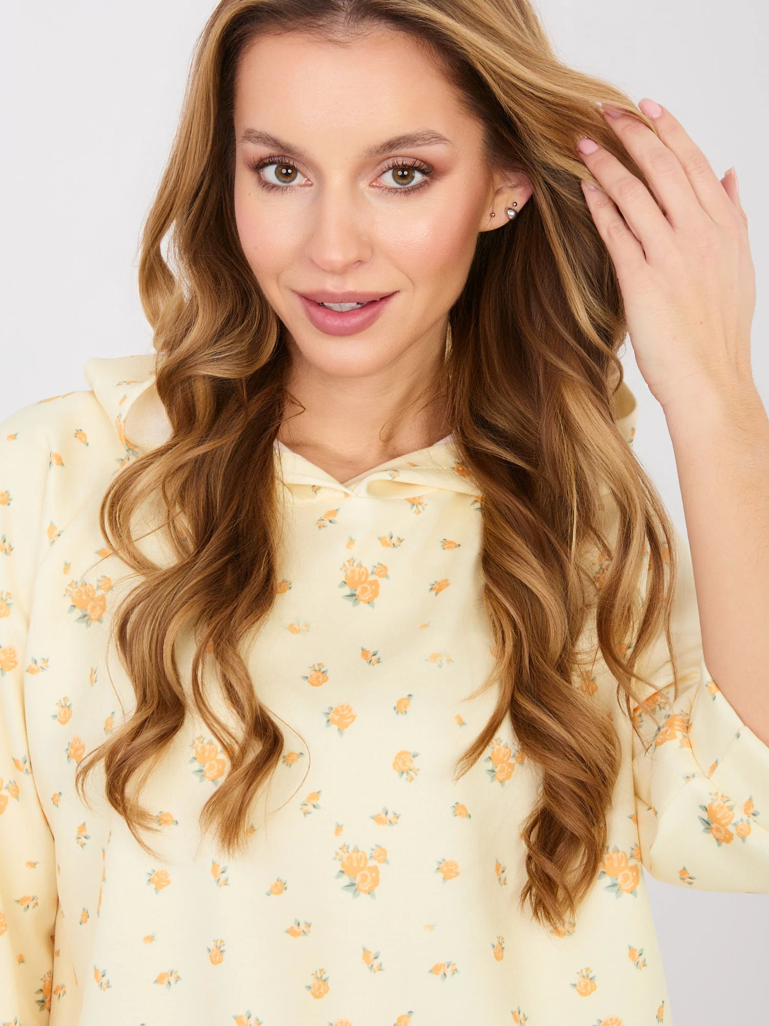 Bluza Dama Maneca 3/4, Floral, ITALY MODA, Galben Casual - imagine 7