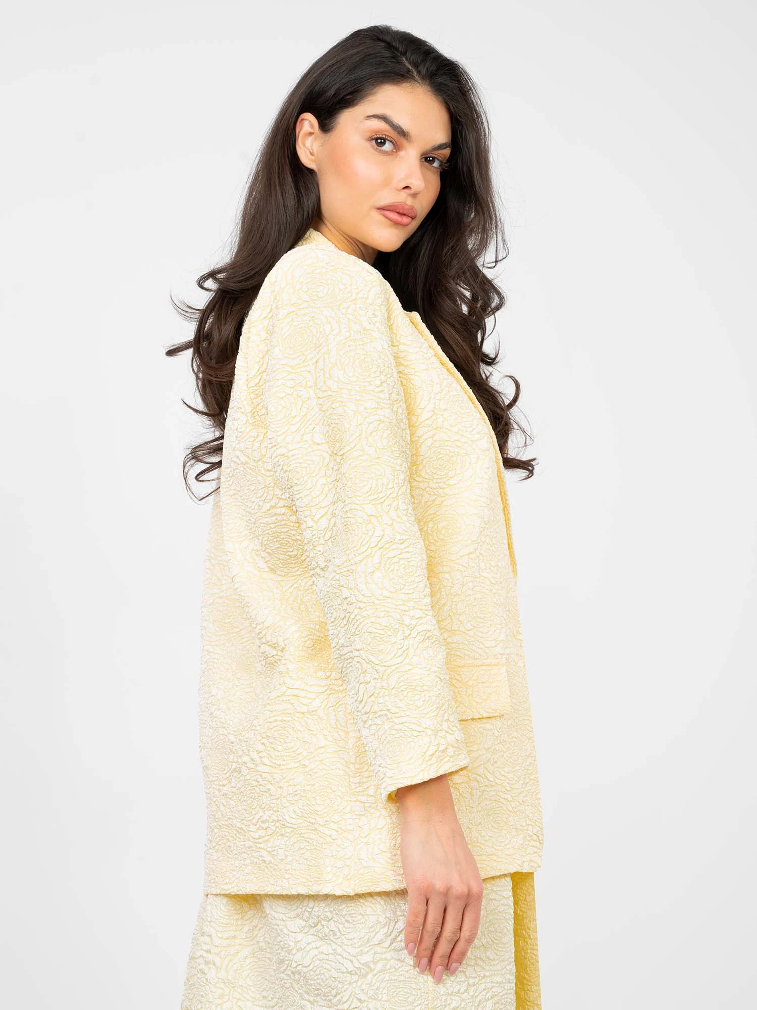 Sacou Dama Maneca lunga, Floral, RUE PARIS, Galben de Vara - imagine 3
