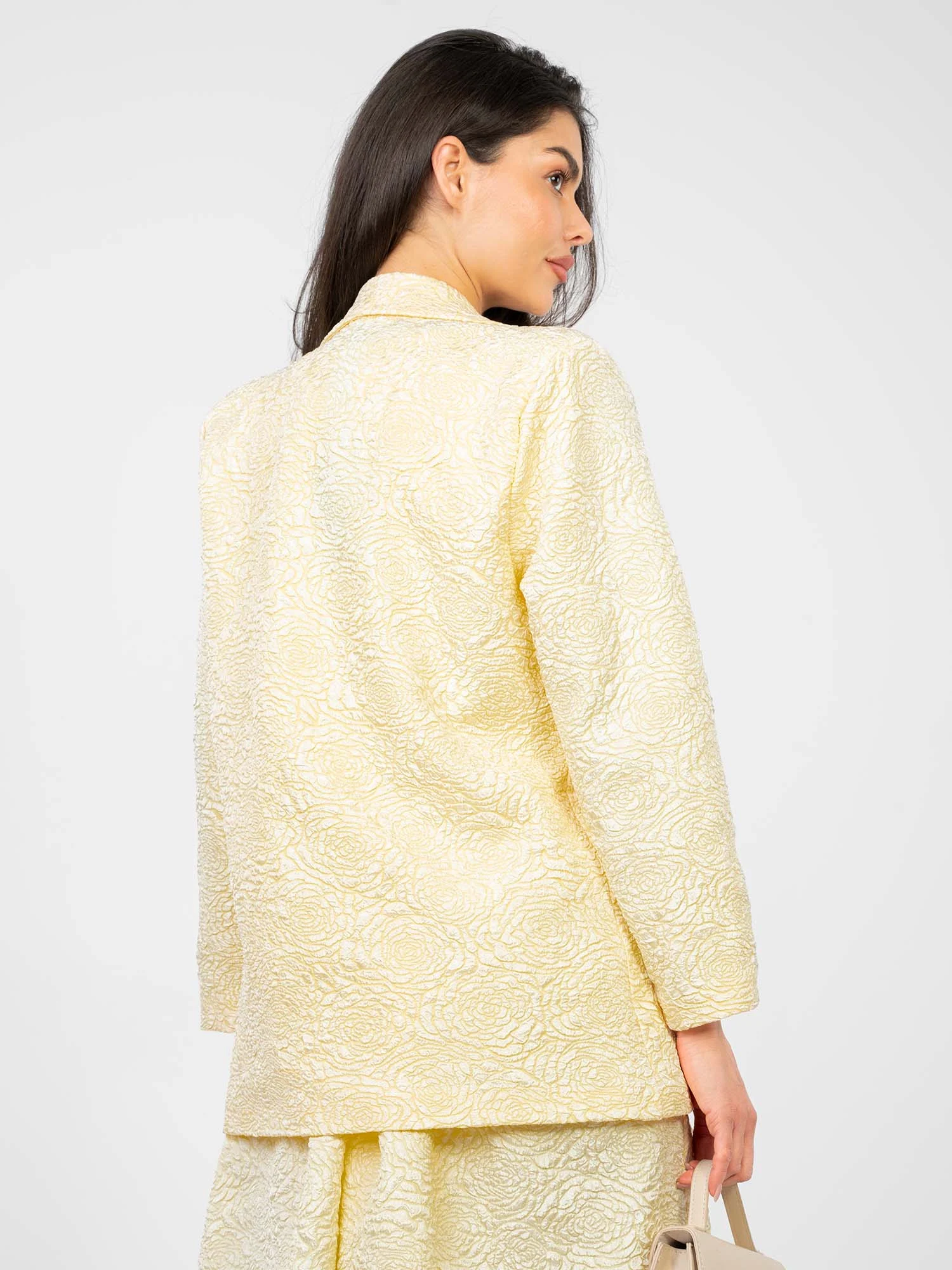 Sacou Dama Maneca lunga, Floral, RUE PARIS, Galben de Vara - imagine 4