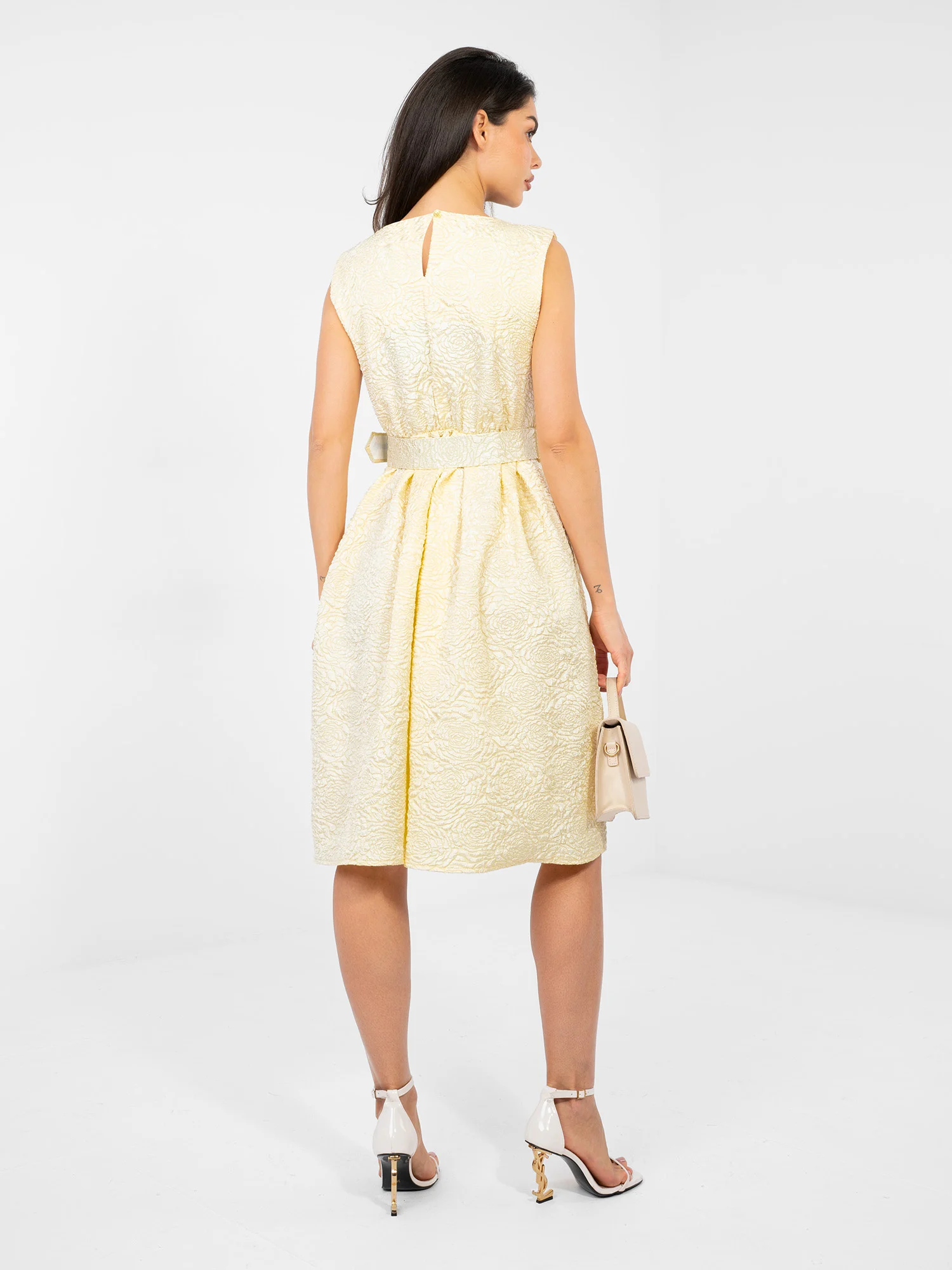 Rochie Dama Fara maneci, Imprimat, RUE PARIS, Galben de Petrecere - imagine 4