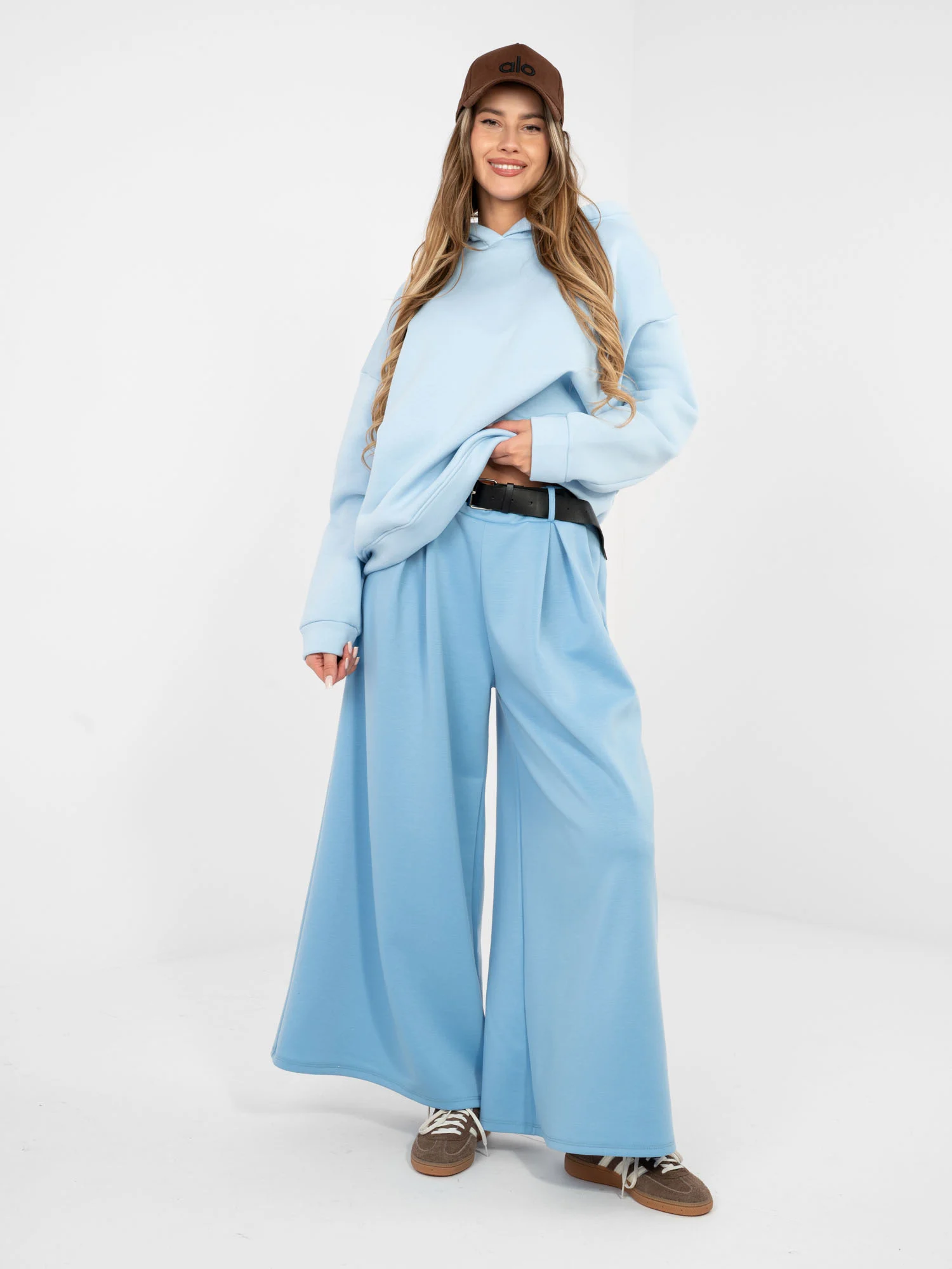Pantaloni Dama Elegant, Guler inalt, RUE PARIS, Albastru Eleganta Office - imagine 4