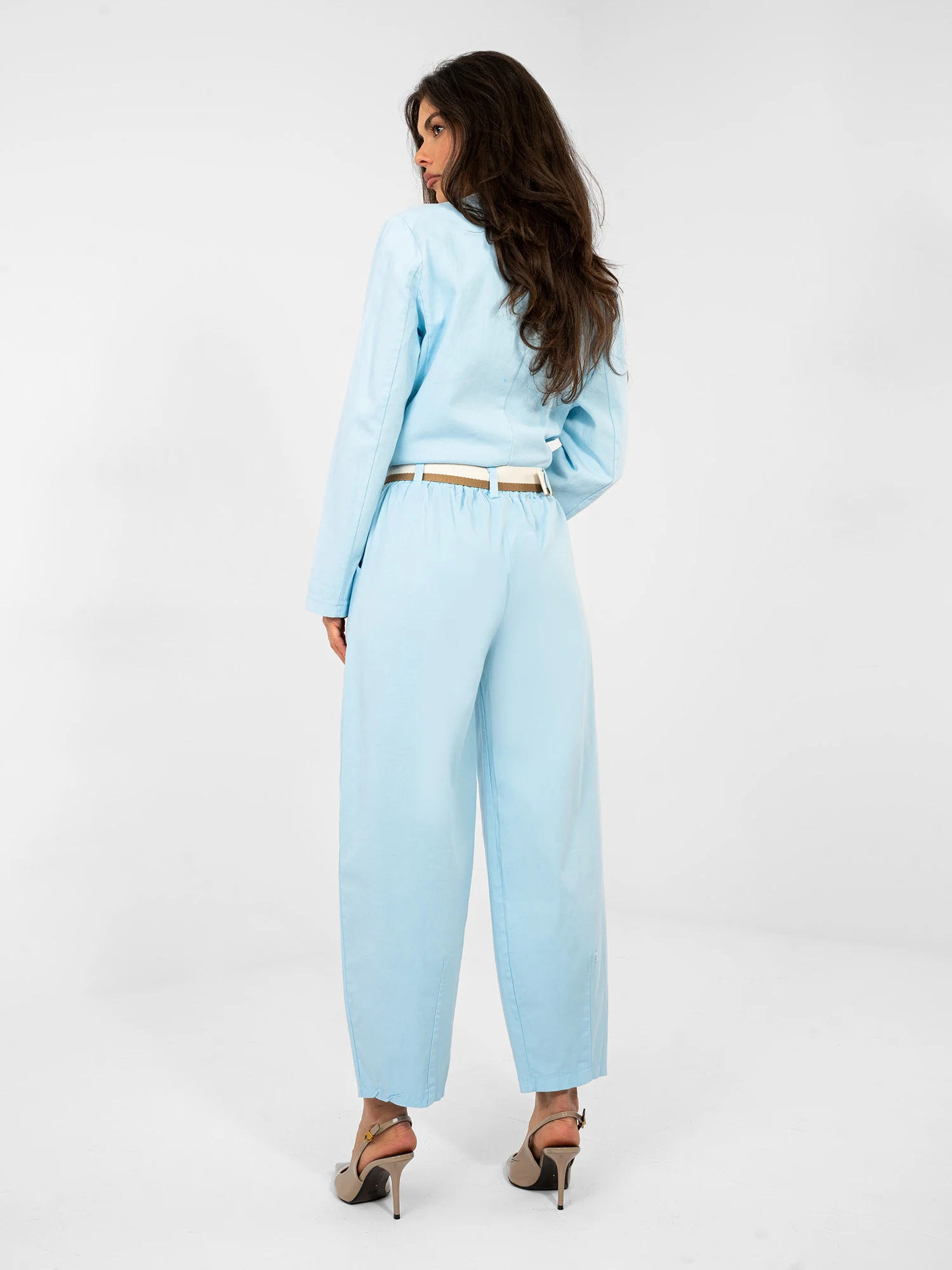 Pantaloni Dama 7/8, Conica, ITALY MODA, Albastru Casual - imagine 2