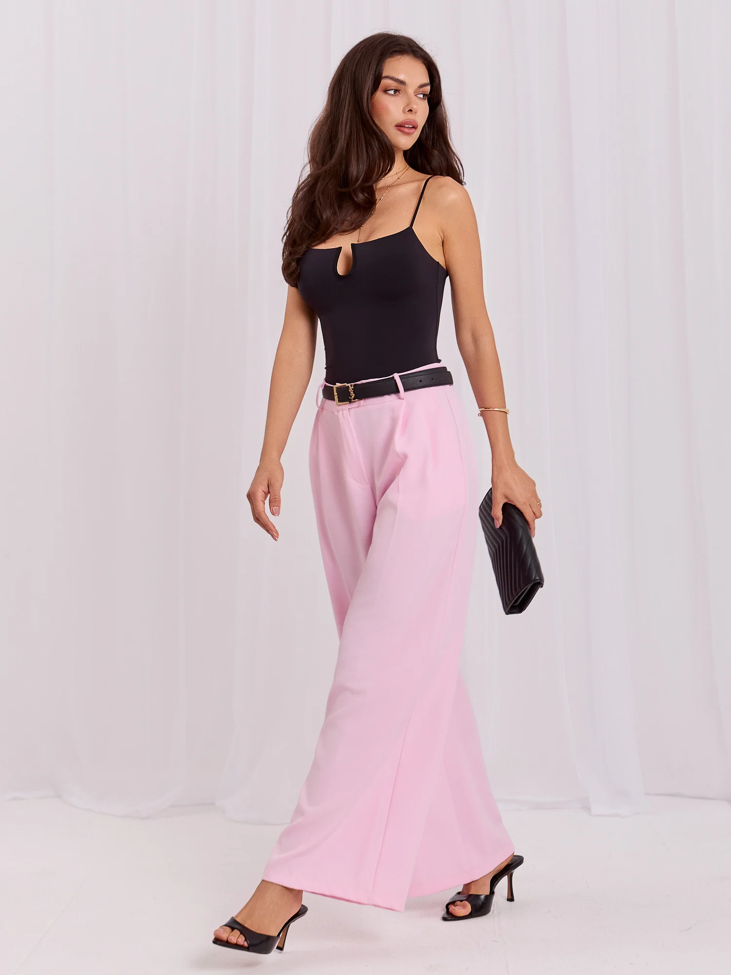 Pantaloni Dama Lunga, Elegant, RUE PARIS, Roz de Petrecere - imagine 5