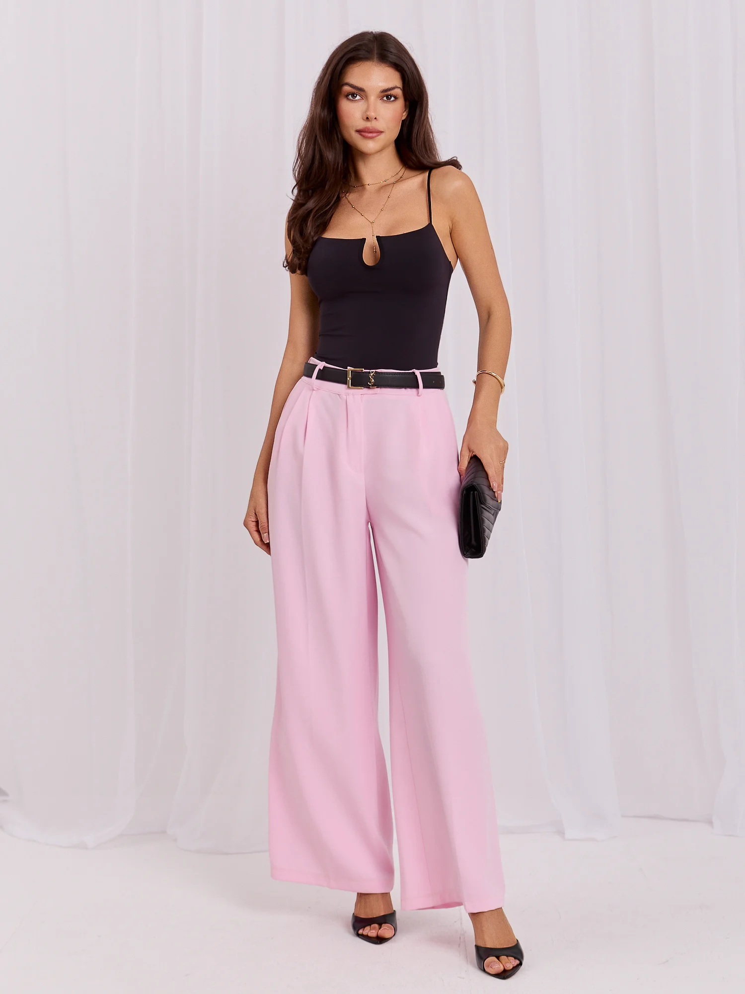 Pantaloni Dama Lunga, Elegant, RUE PARIS, Roz de Petrecere - imagine 2