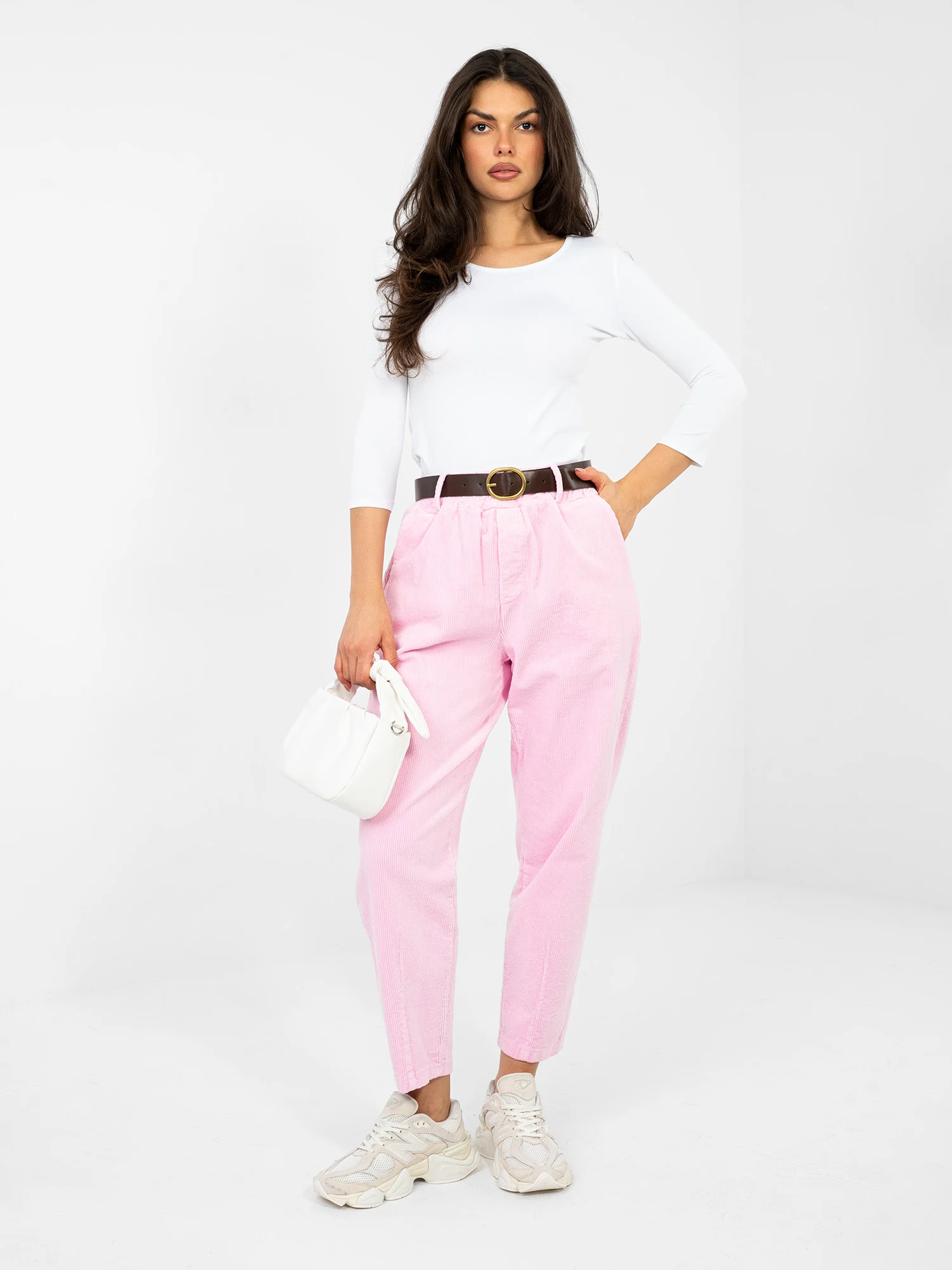 Pantaloni Dama 7/8, Conica, ITALY MODA, Roz Eleganta Office - imagine 4