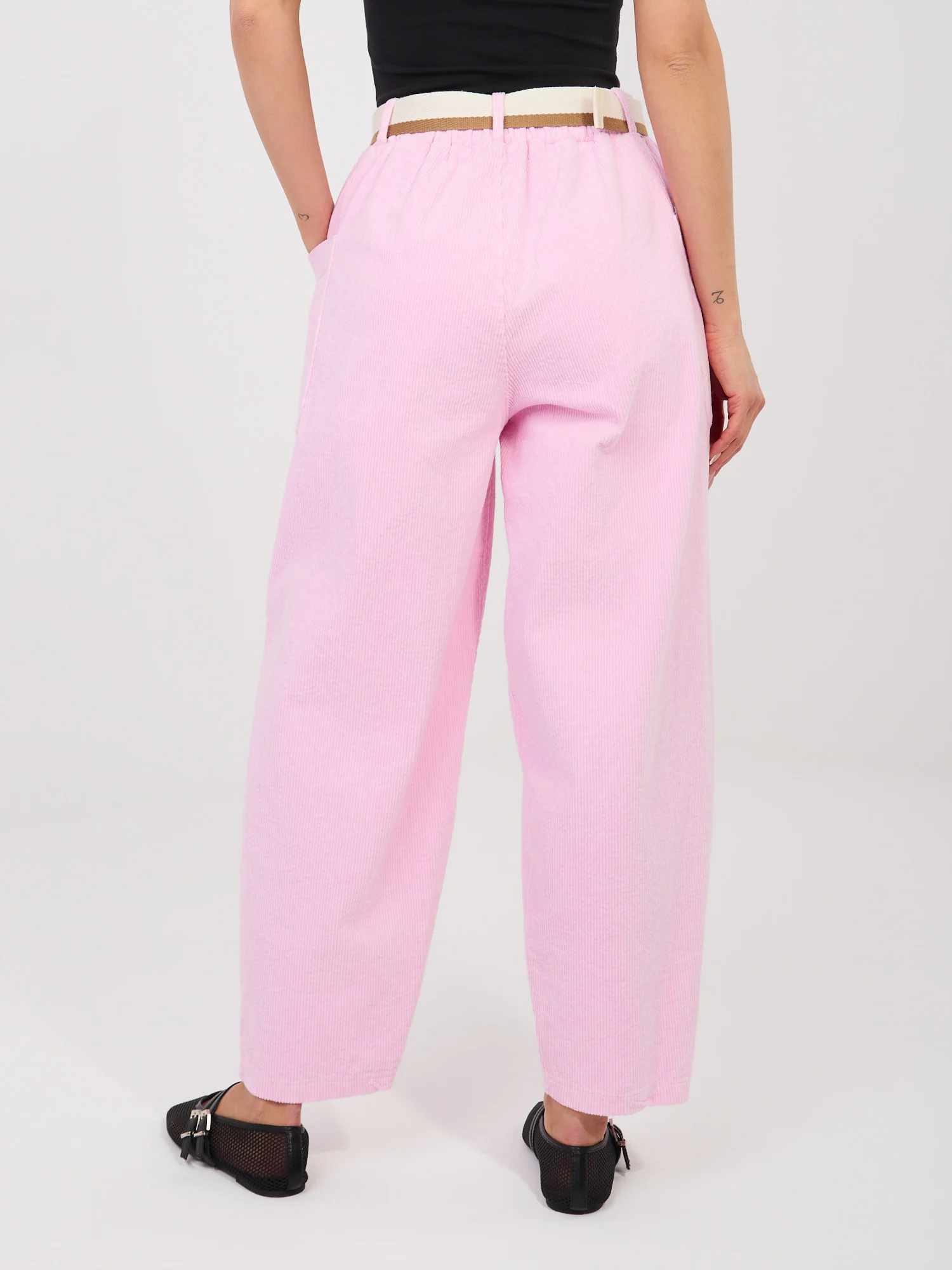 Pantaloni Dama Conica, Guler inalt, RUE PARIS, Roz Casual - Image 4