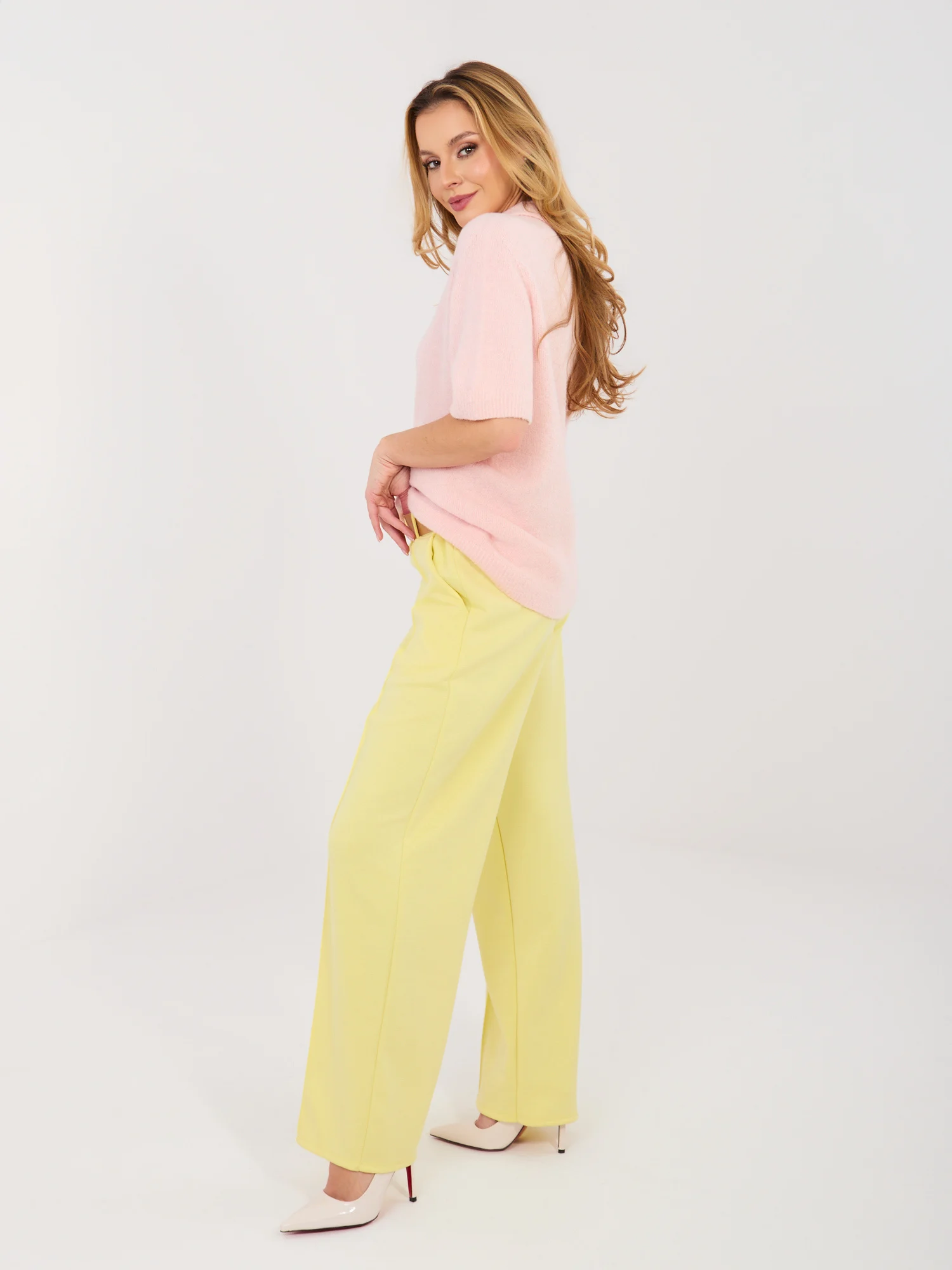 Pantaloni Dama Lunga, Elegant, RUE PARIS, Galben Eleganta Office - imagine 2