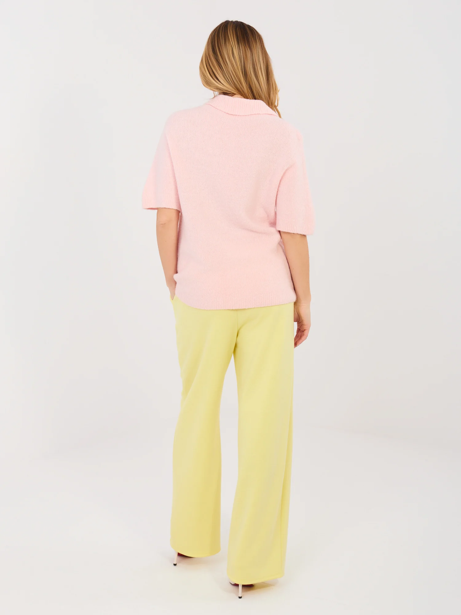 Pantaloni Dama Lunga, Elegant, RUE PARIS, Galben Eleganta Office - imagine 4