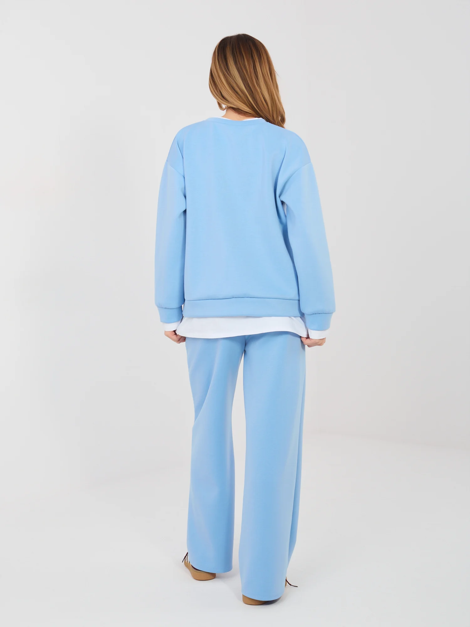 Compleu Dama Maneca lunga, Dreapta, RUE PARIS, Albastru Casual - imagine 5