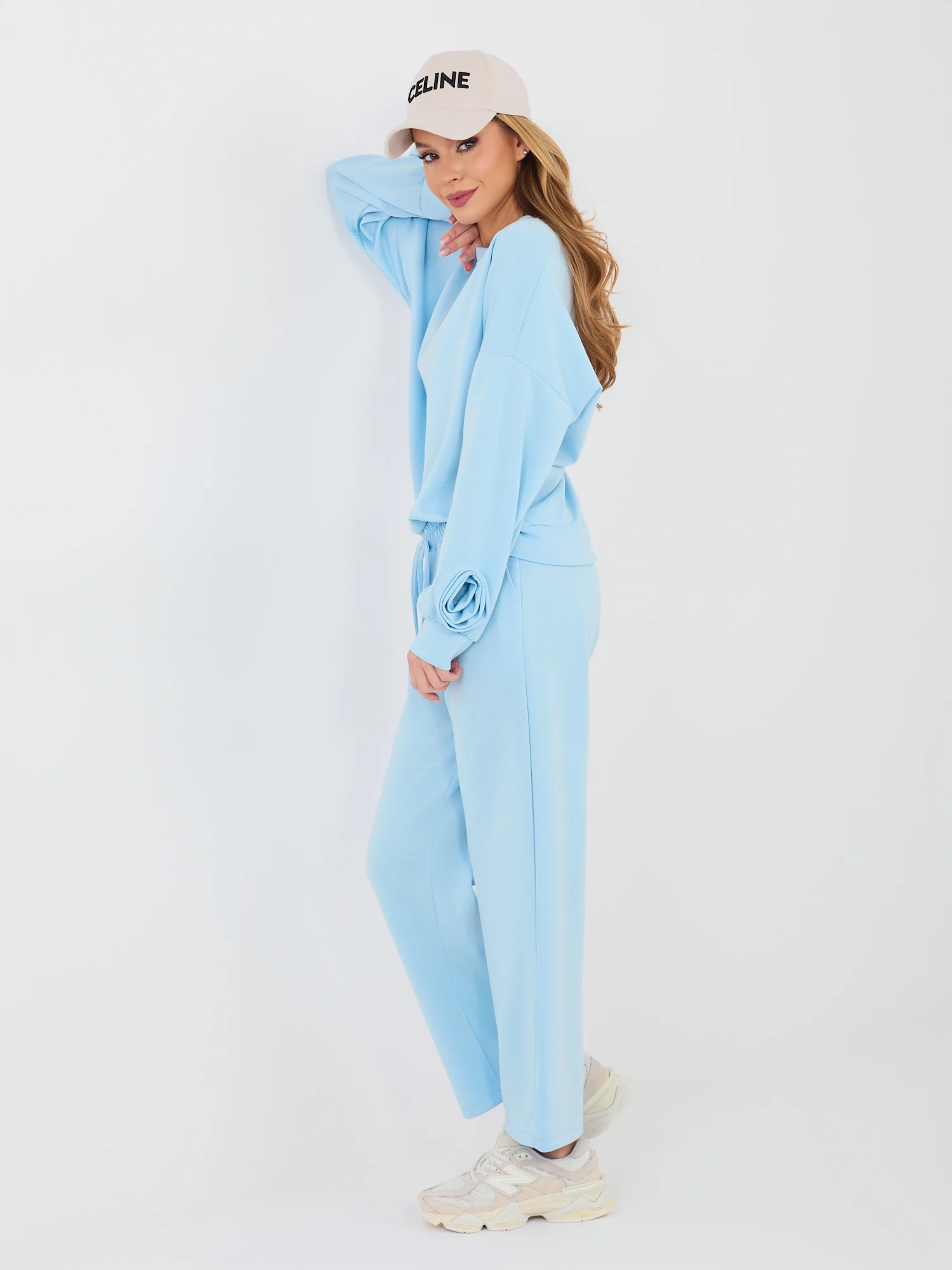 Compleu Dama Maneca lunga, Dreapta, ITALY MODA, Albastru Casual - imagine 6