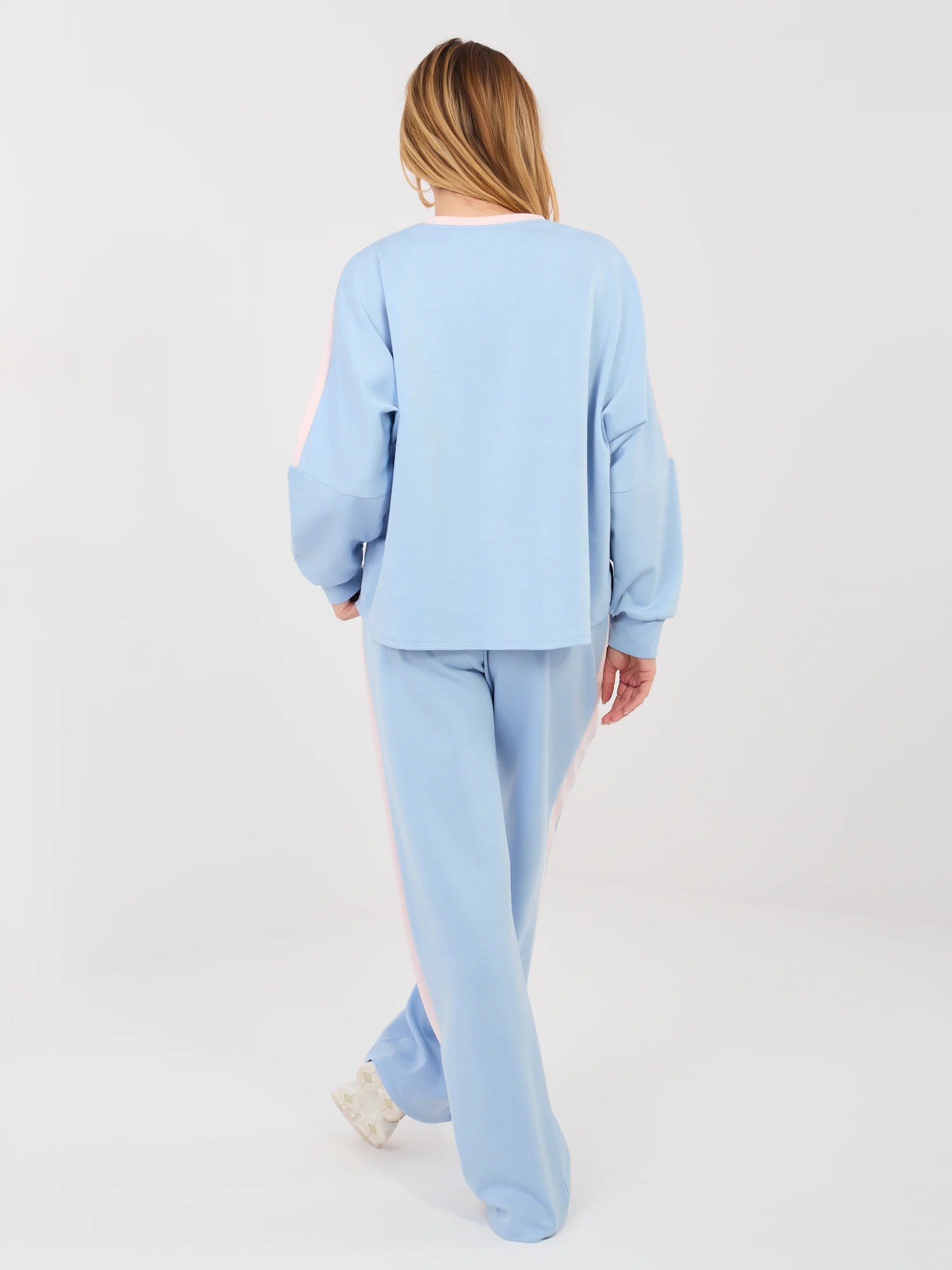 Compleu Dama Maneca lunga, Larga, RUE PARIS, Albastru Casual - Image 2
