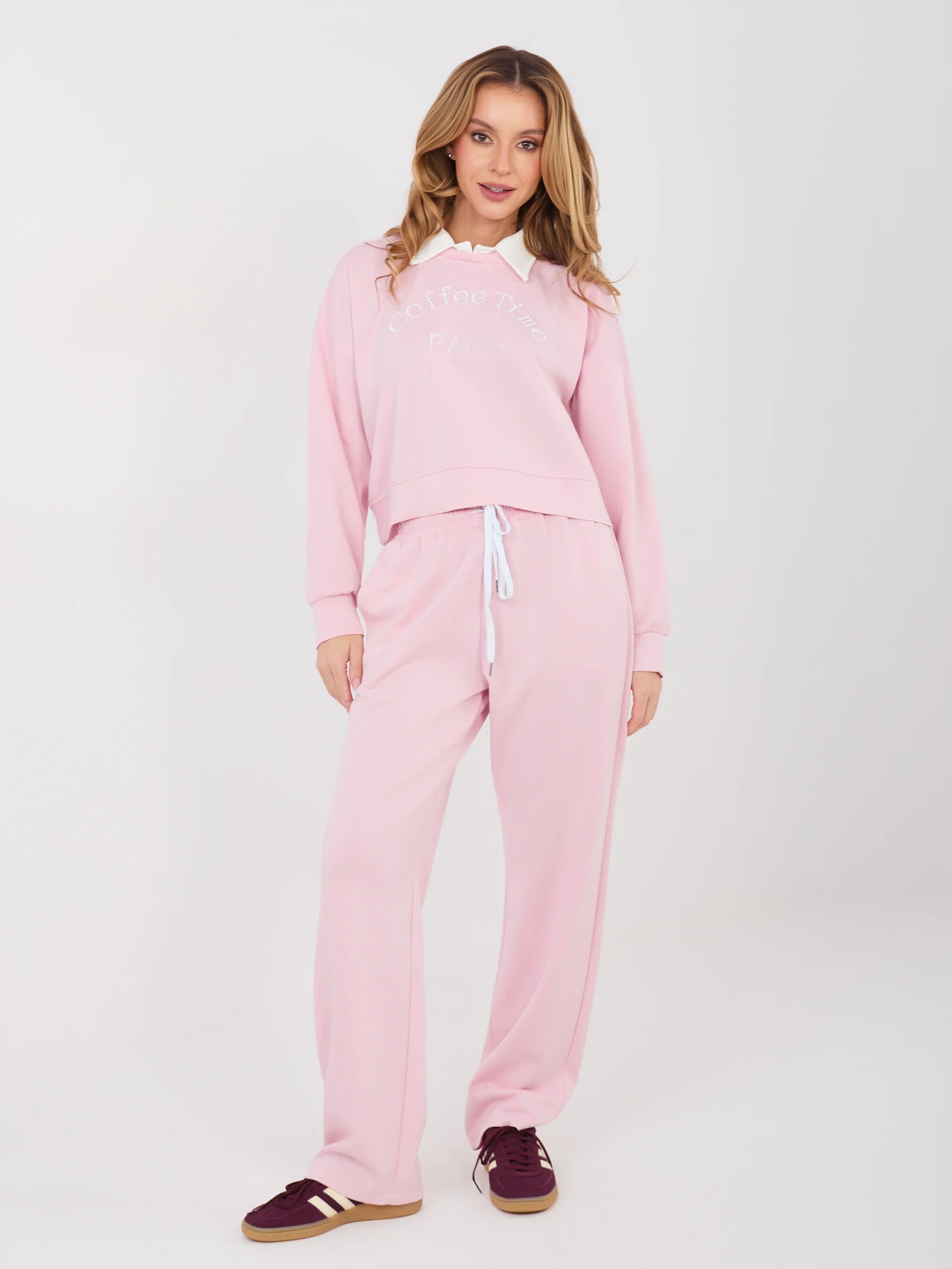 Compleu Dama Maneca lunga, Dreapta, ITALY MODA, Roz Casual - imagine 6