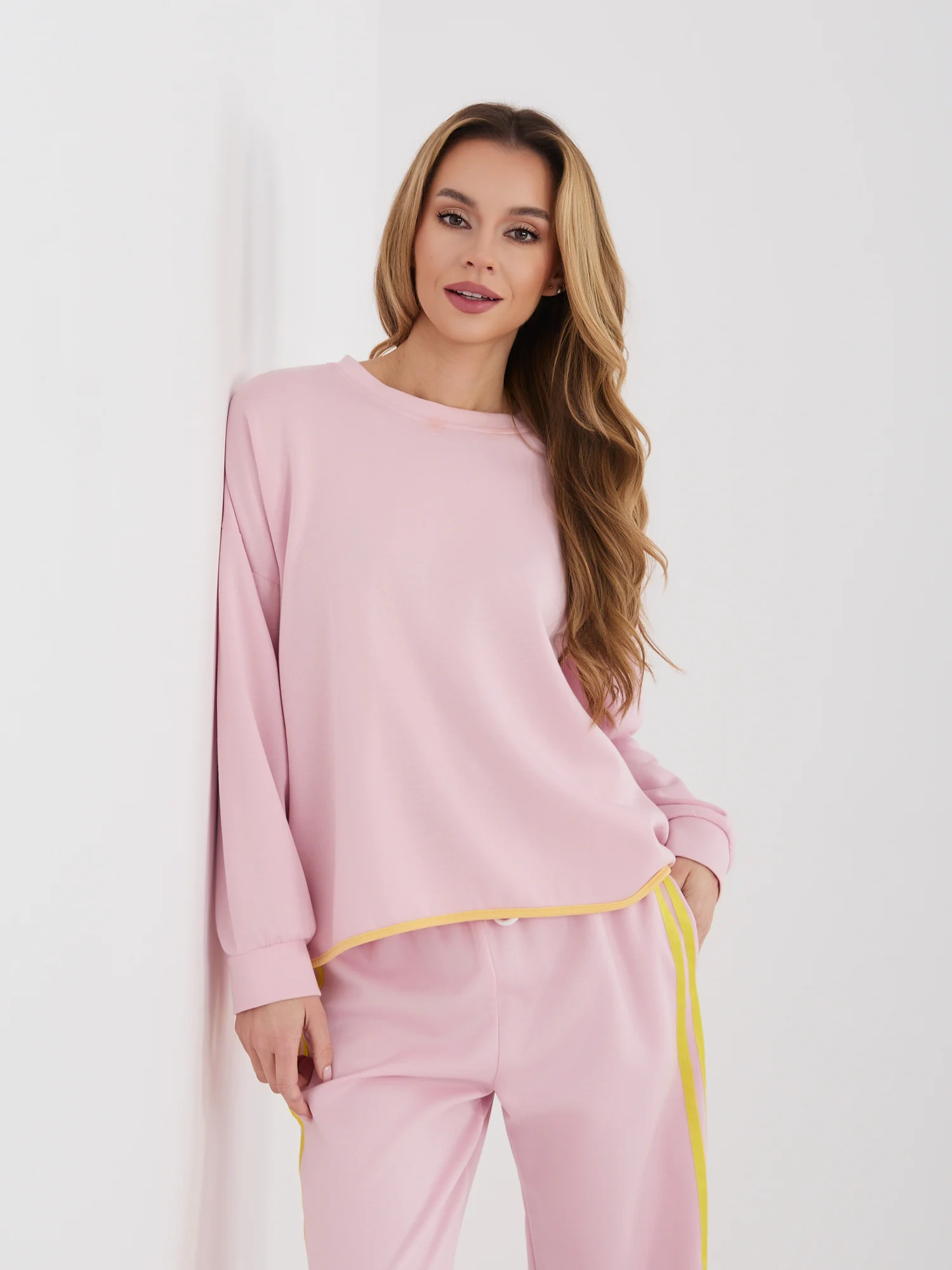Compleu Dama Maneca lunga, Mansete elastice, RUE PARIS, Roz Casual - imagine 2