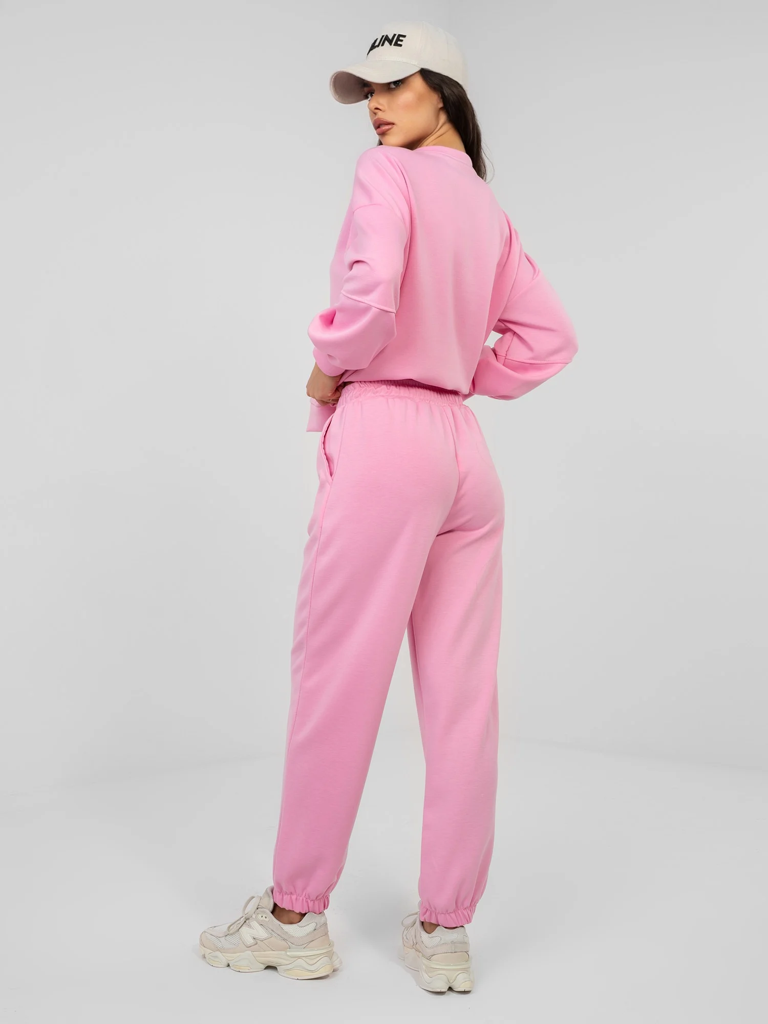 Compleu Dama Maneca lunga, Mansete elastice, ITALY MODA, Roz Casual - imagine 2