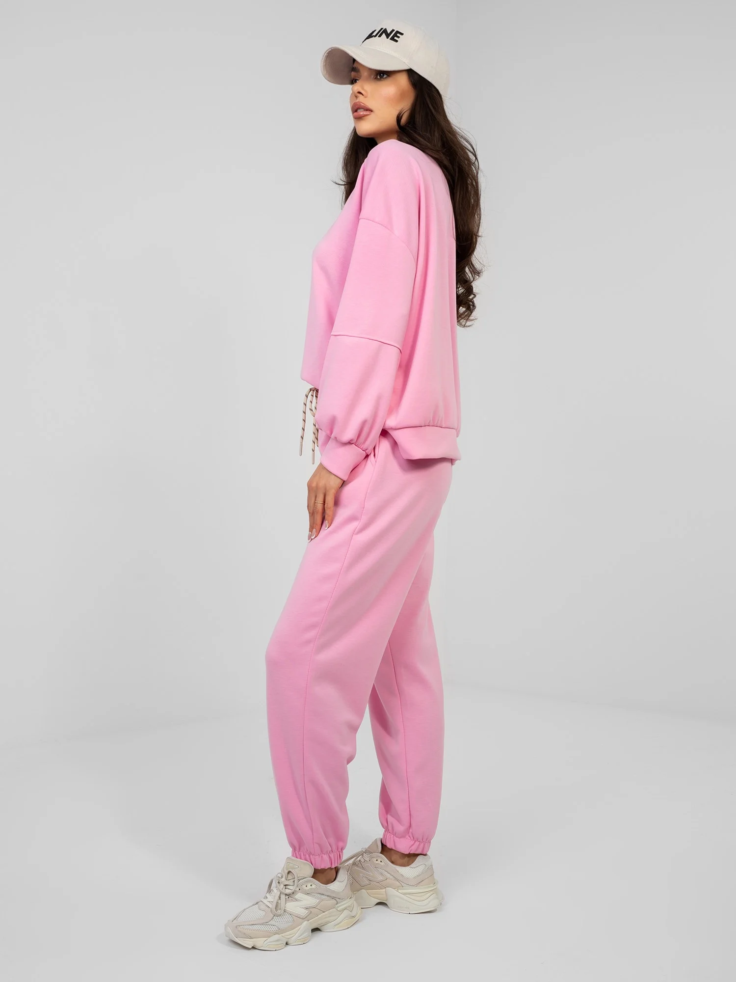 Compleu Dama Maneca lunga, Mansete elastice, ITALY MODA, Roz Casual - imagine 5