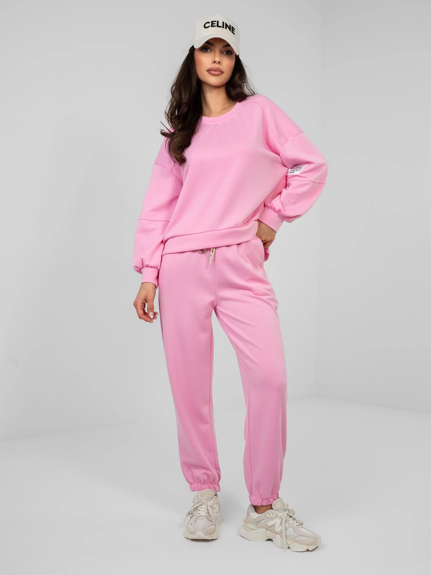 Compleu Dama Maneca lunga, Mansete elastice, ITALY MODA, Roz Casual - imagine 6
