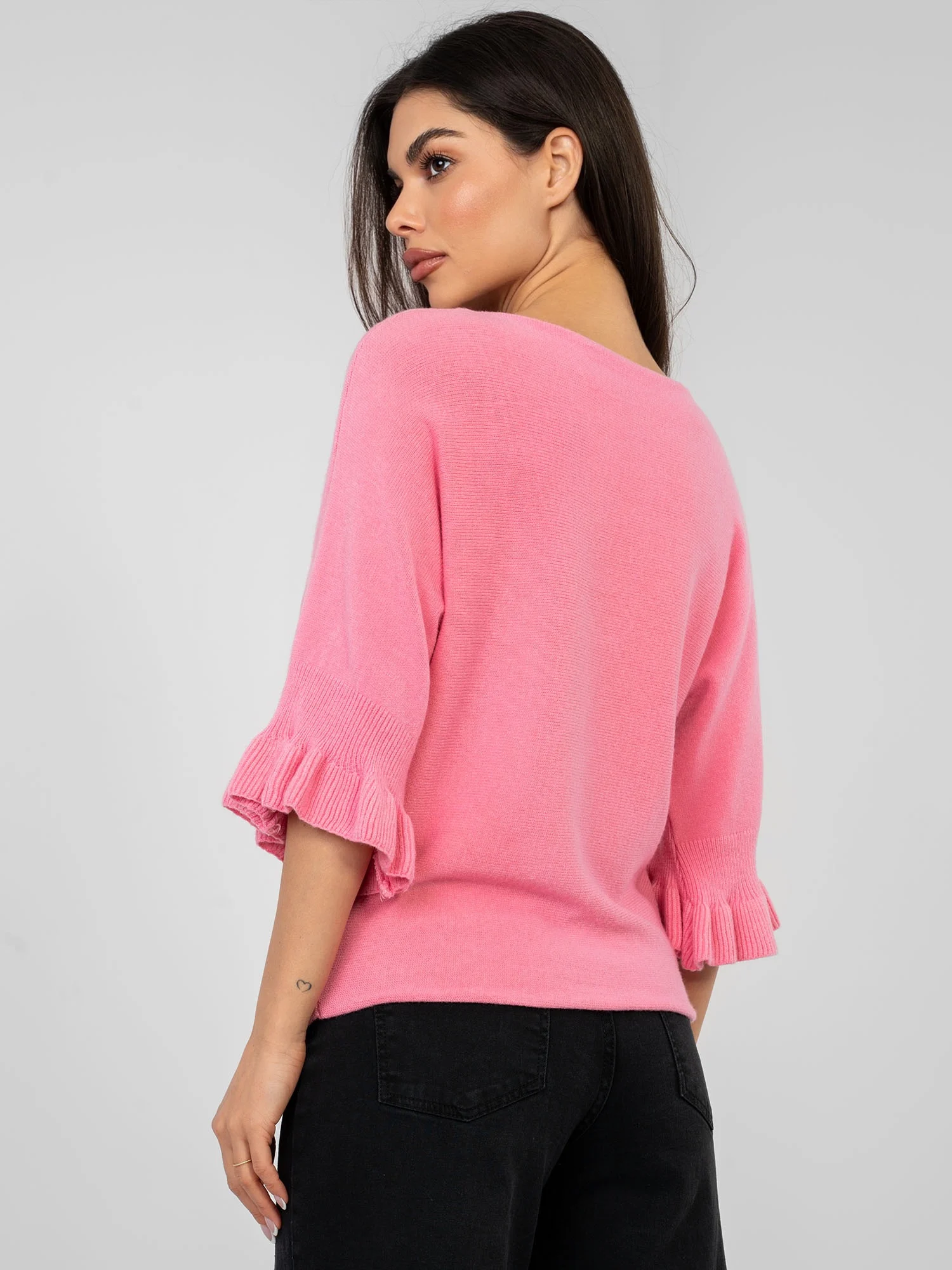Pulover Dama Maneca 3/4, Elegant, ITALY MODA, Roz Eleganta Office - Image 3